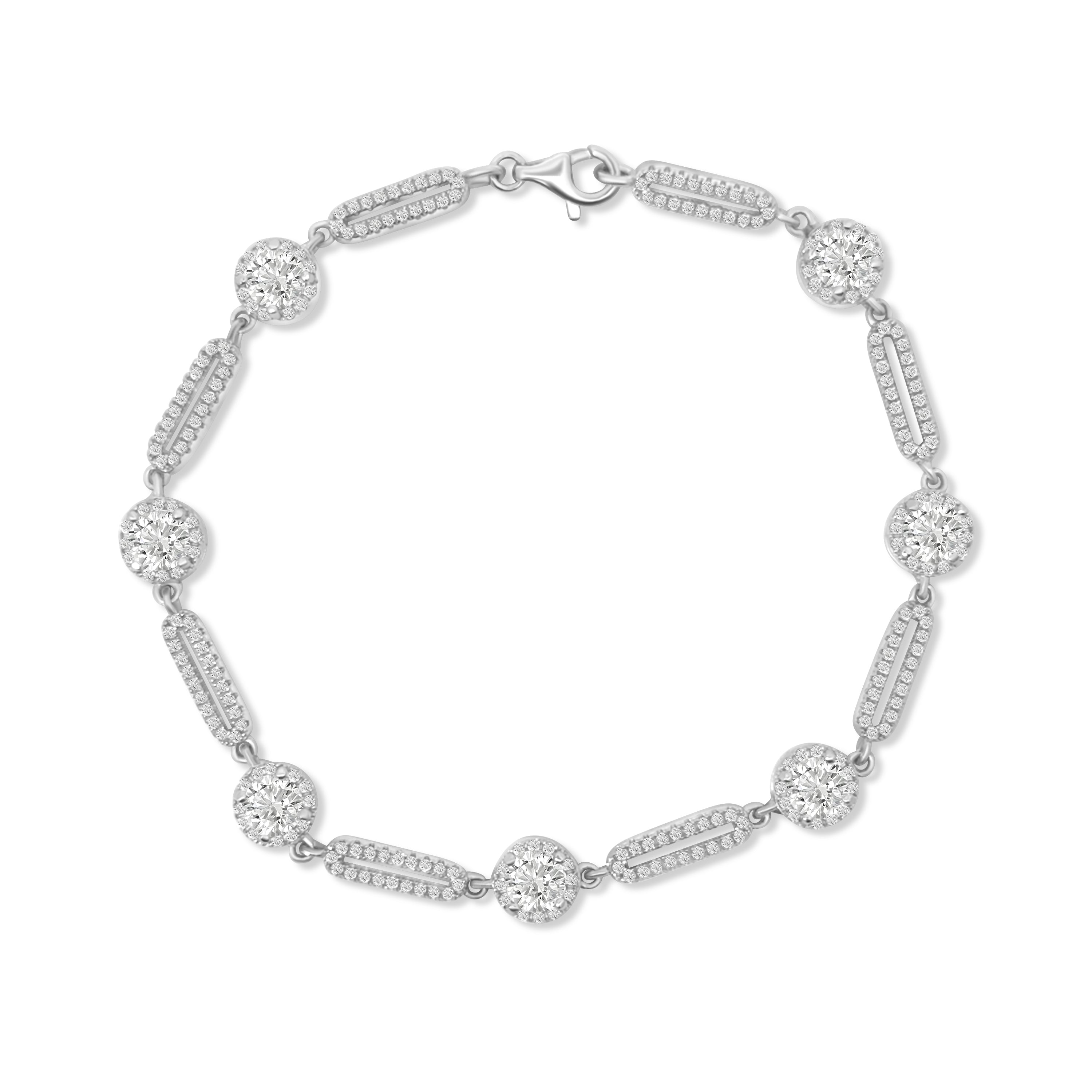 Round CZ and Bar Tennis Bracelet