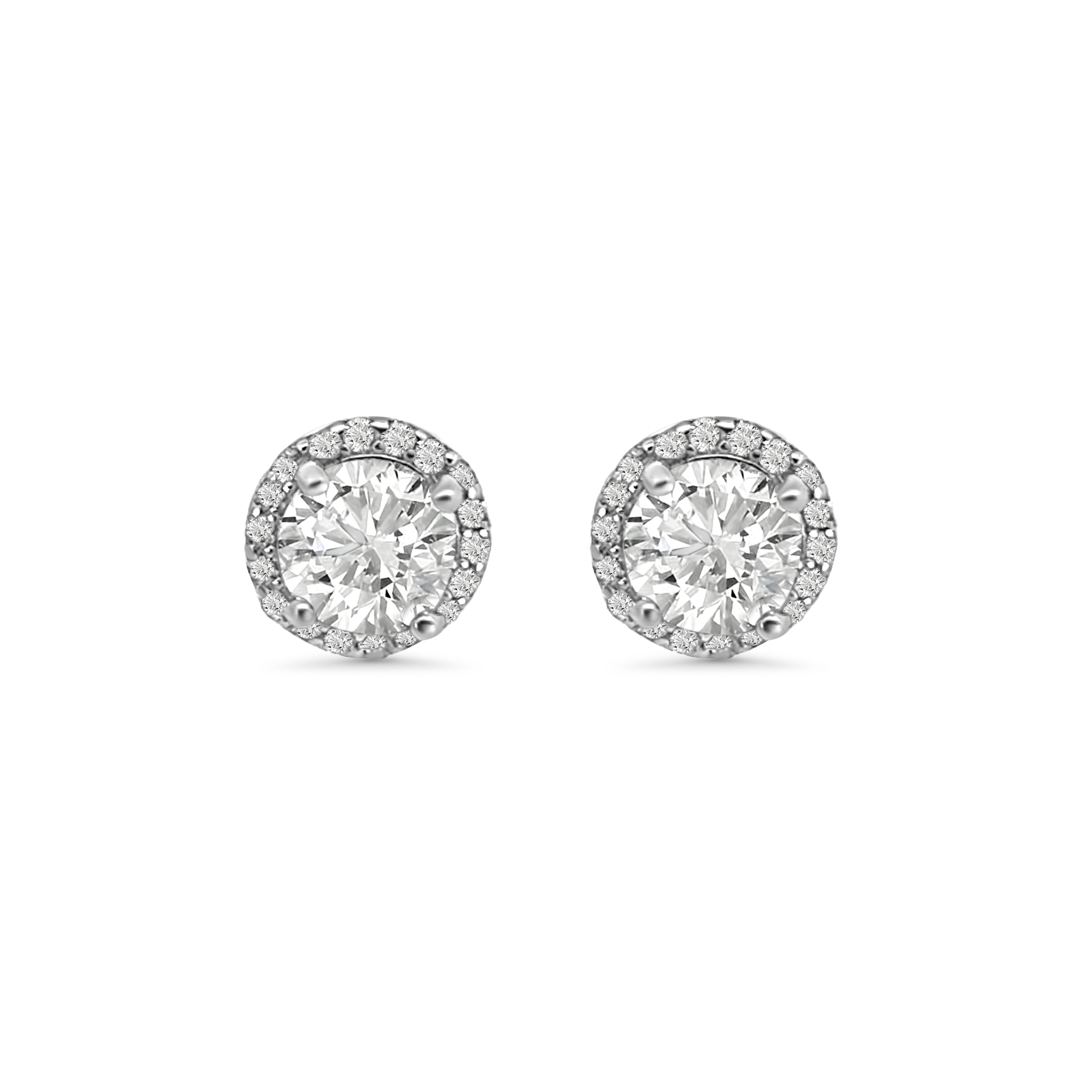 Round CZ Halo Earrings