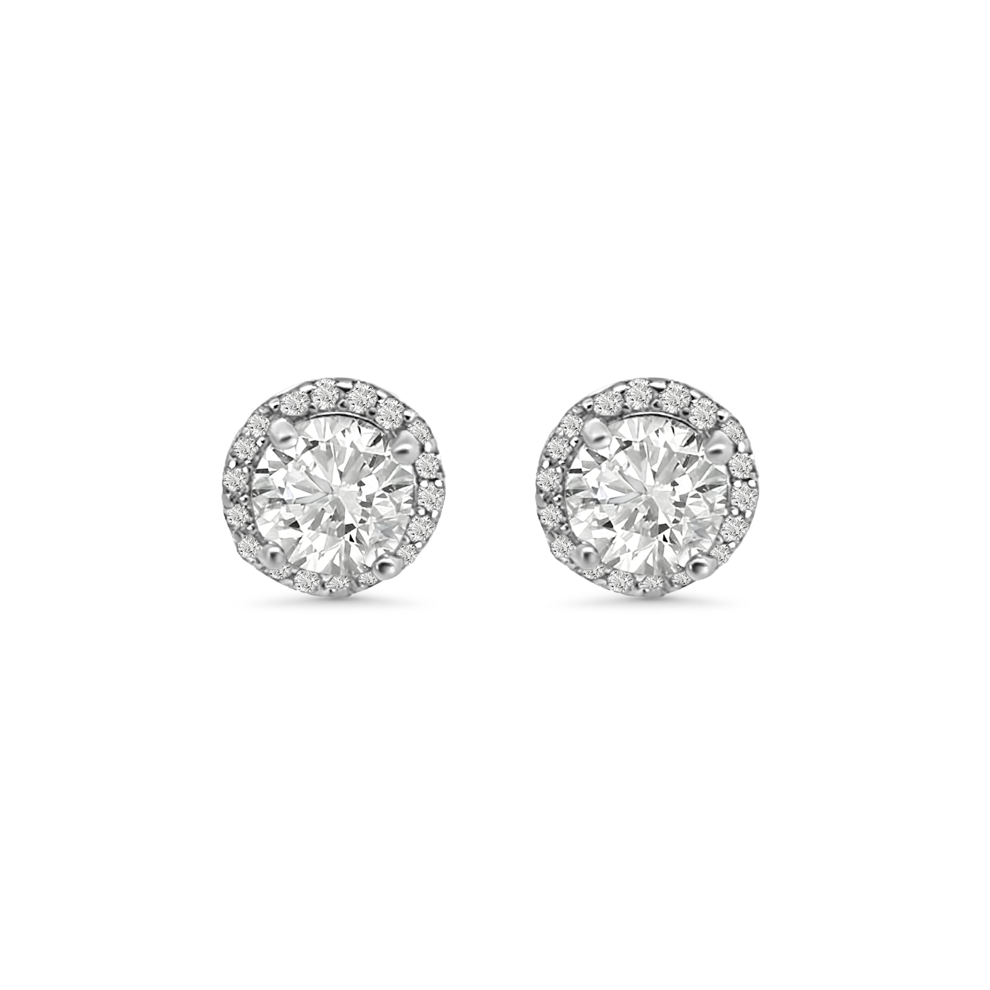 Round CZ Halo Earrings