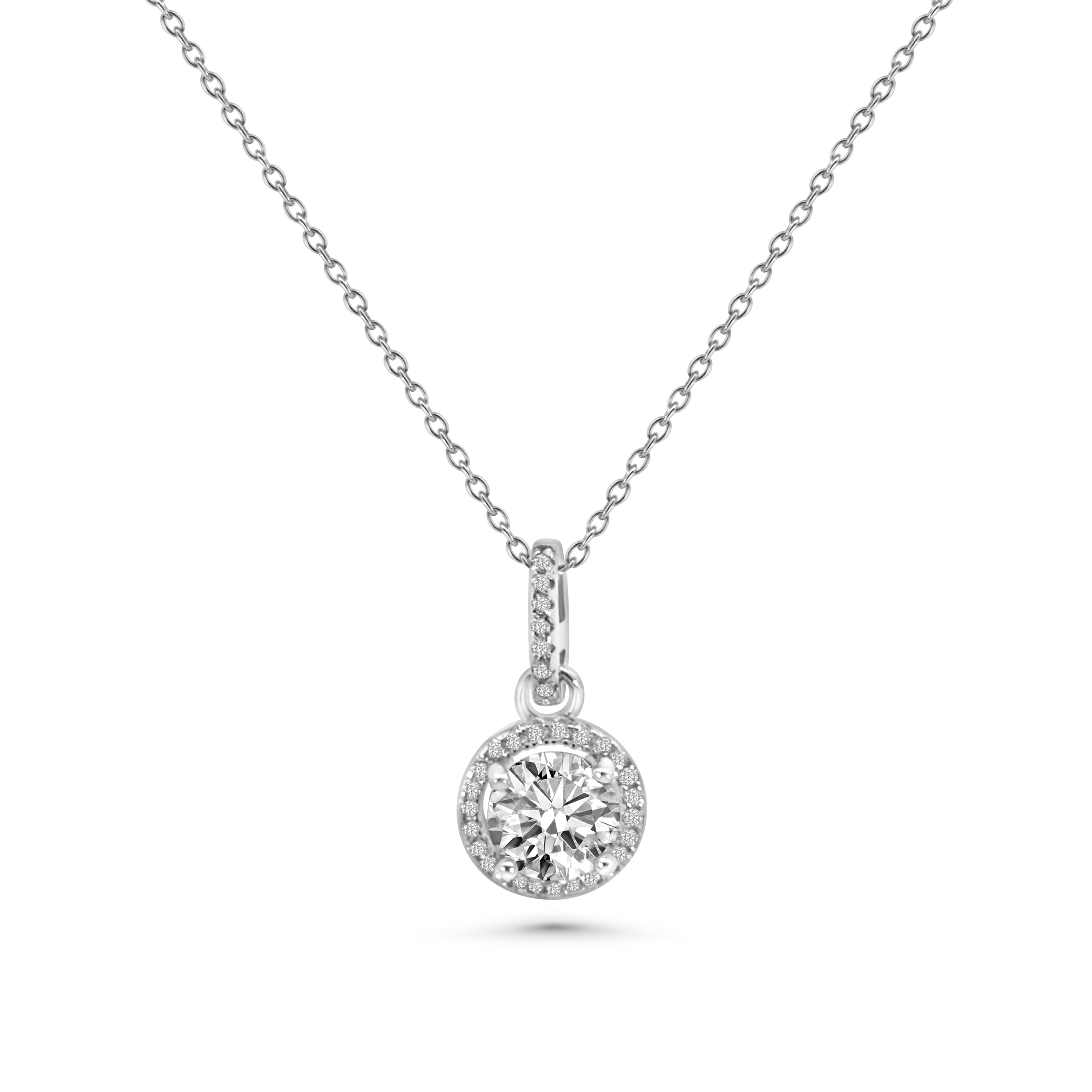 Round Halo CZ Pendant