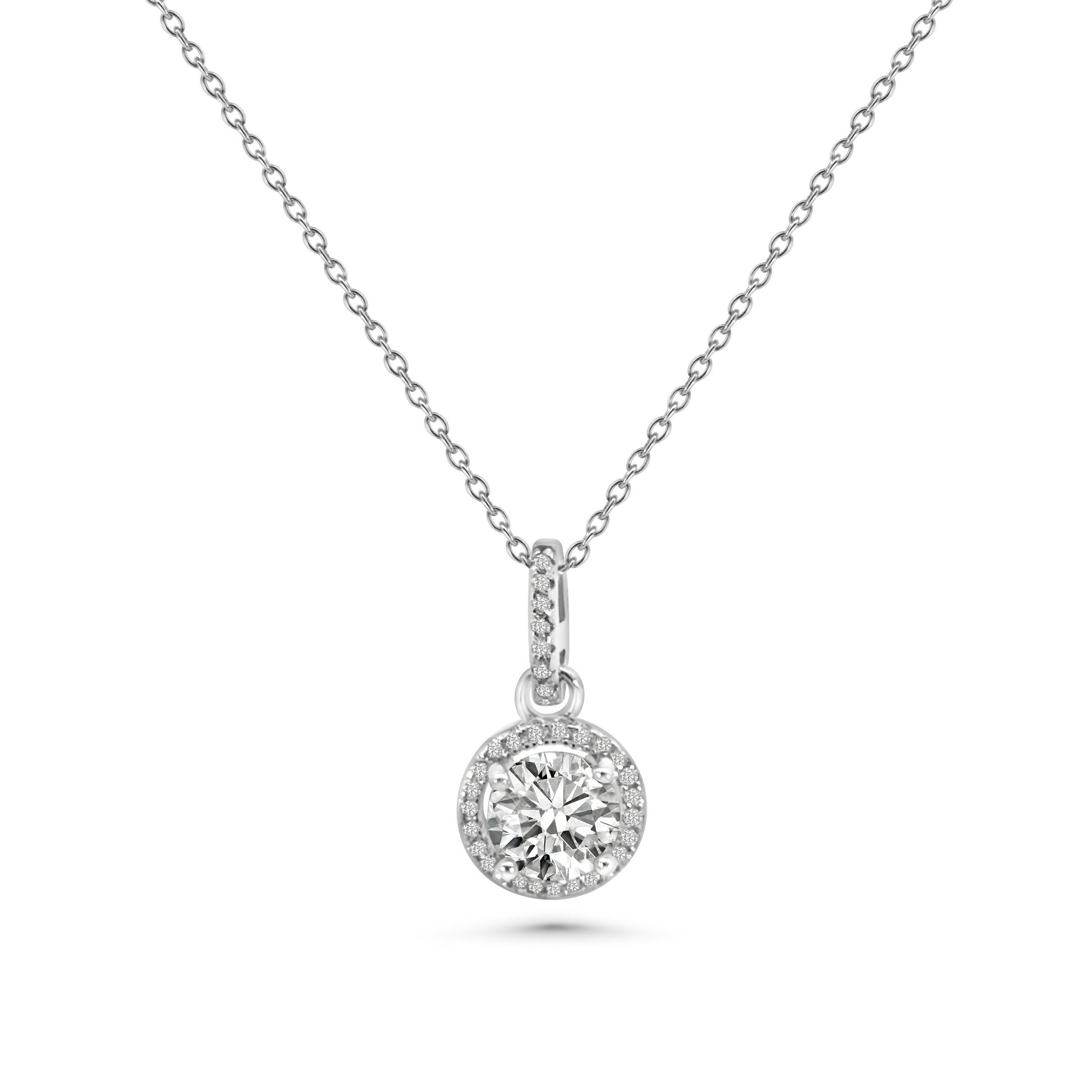 Round Halo CZ Pendant