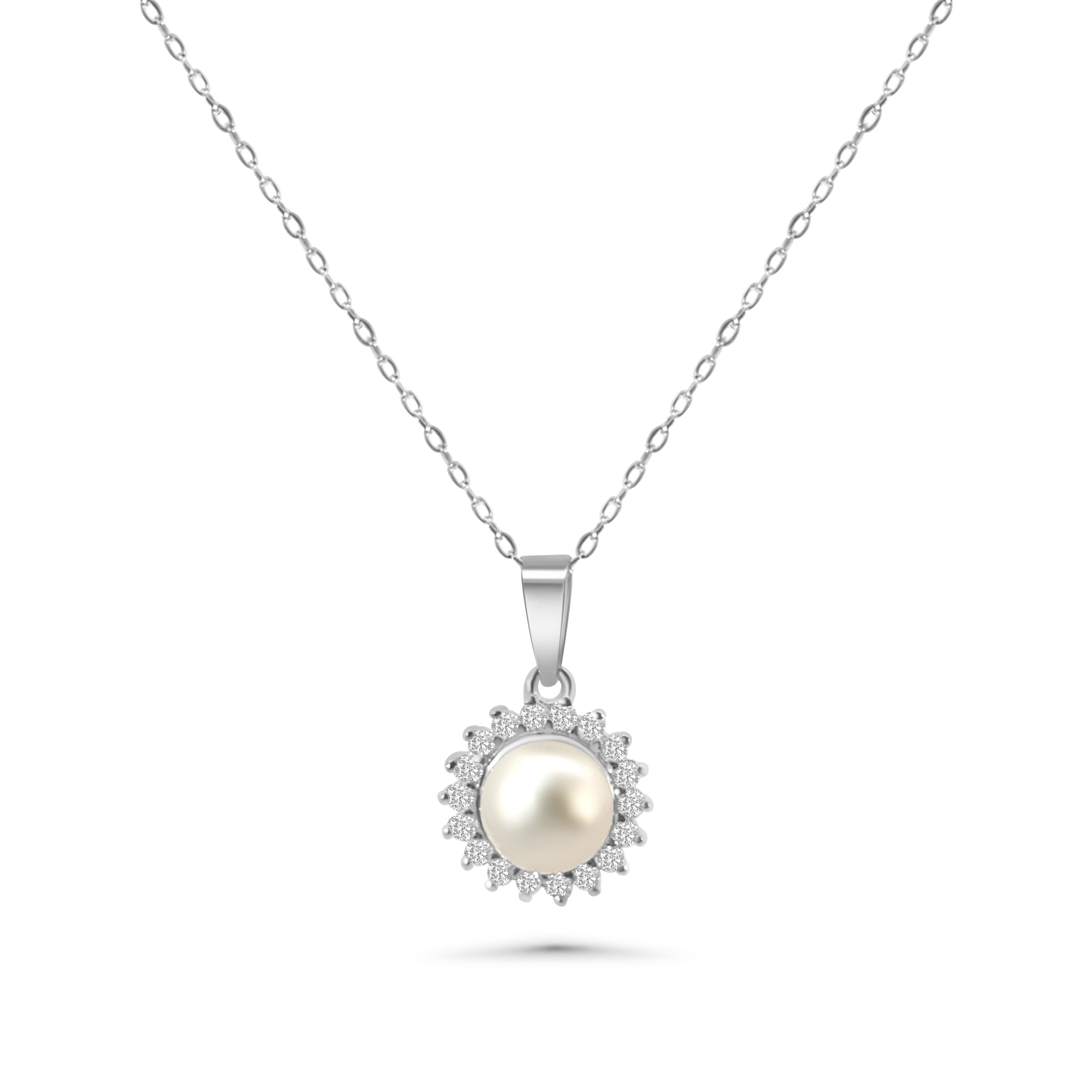 Pearl and CZ Cluster Pendant