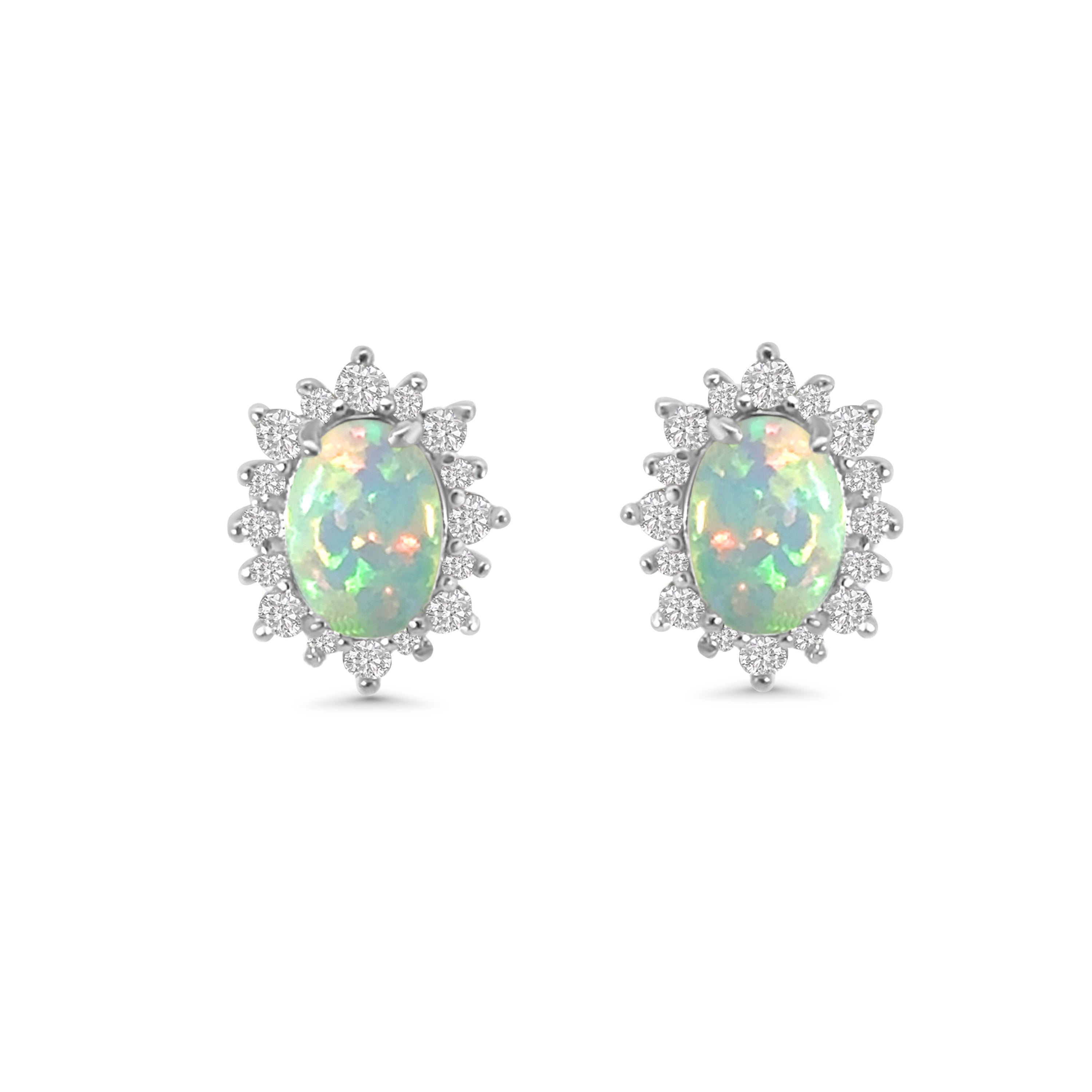 Opal CZ Cluster Earrings