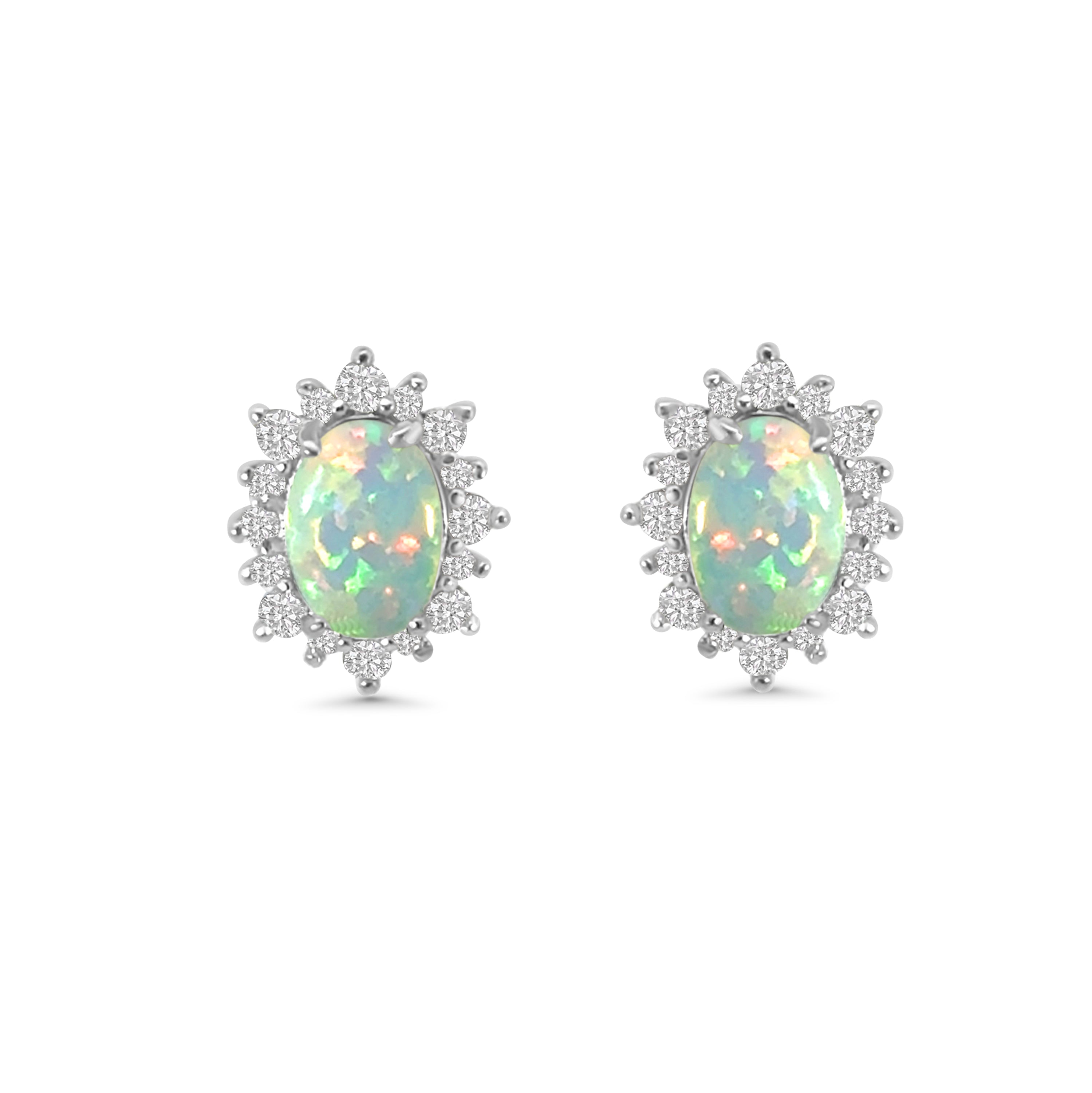 Opal CZ Cluster Earrings