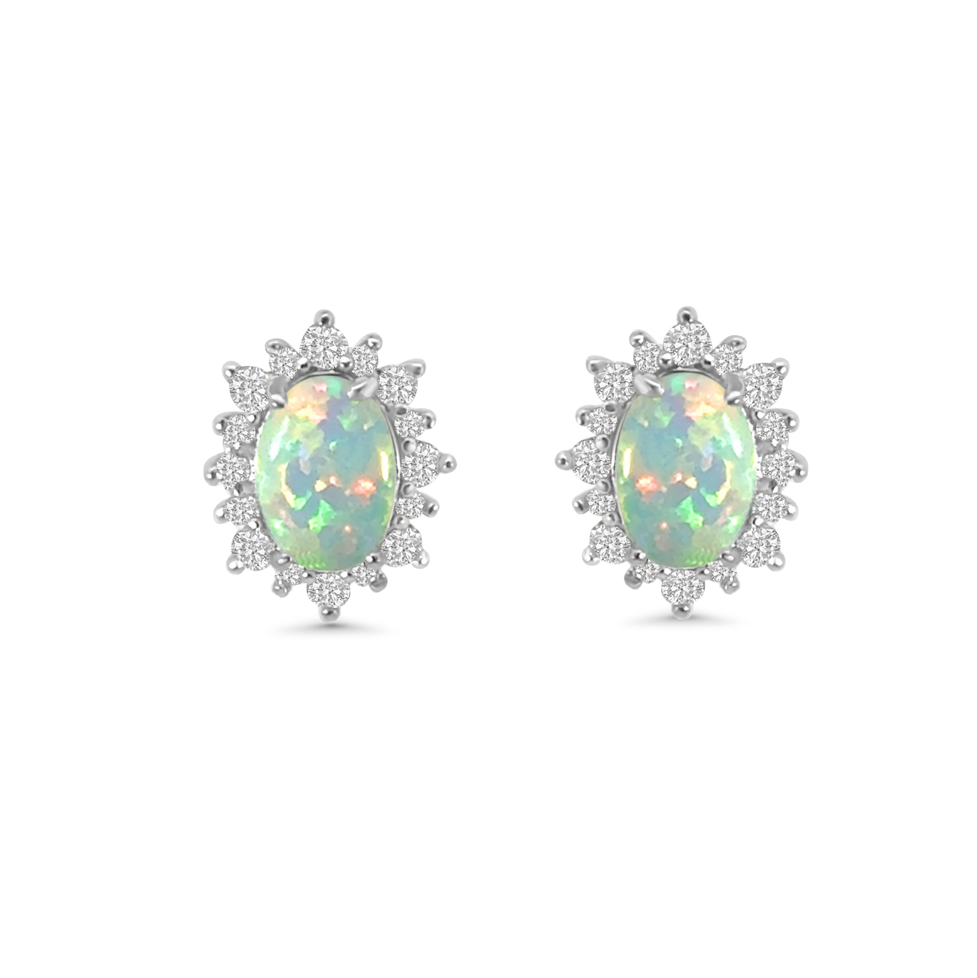 Opal CZ Cluster Earrings