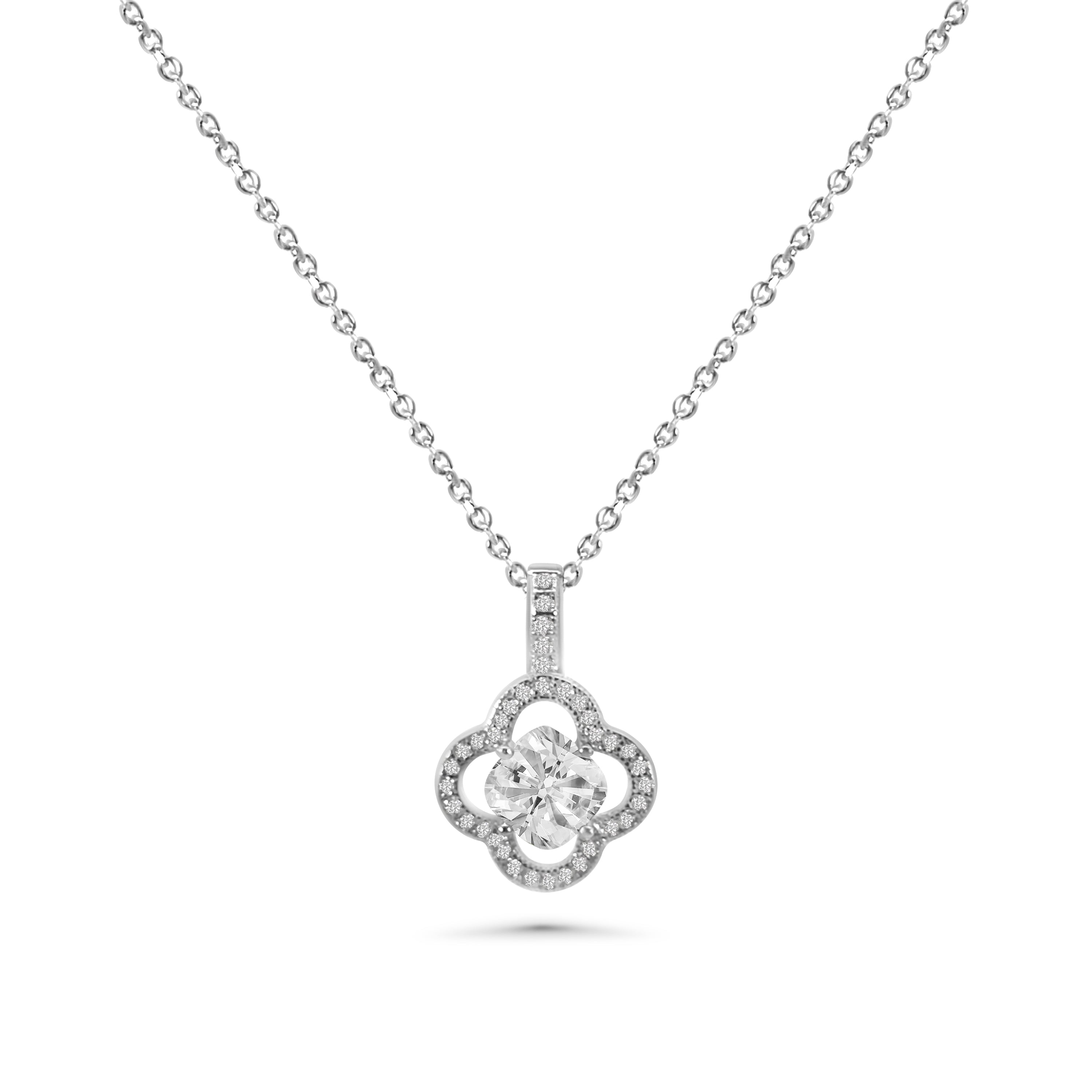 Clover Halo CZ Pendant