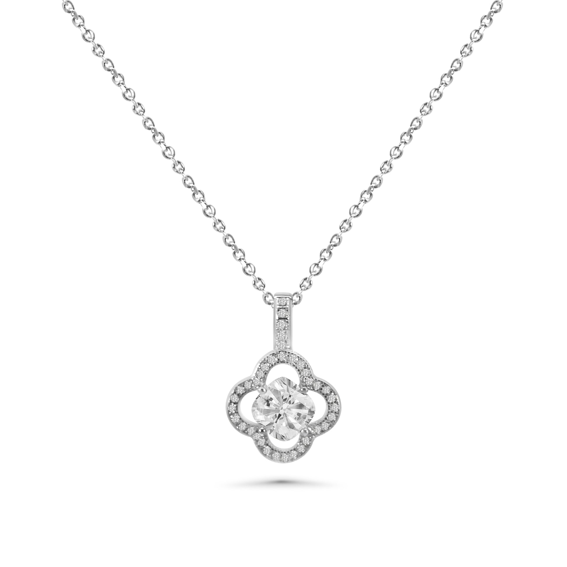 Clover Halo CZ Pendant