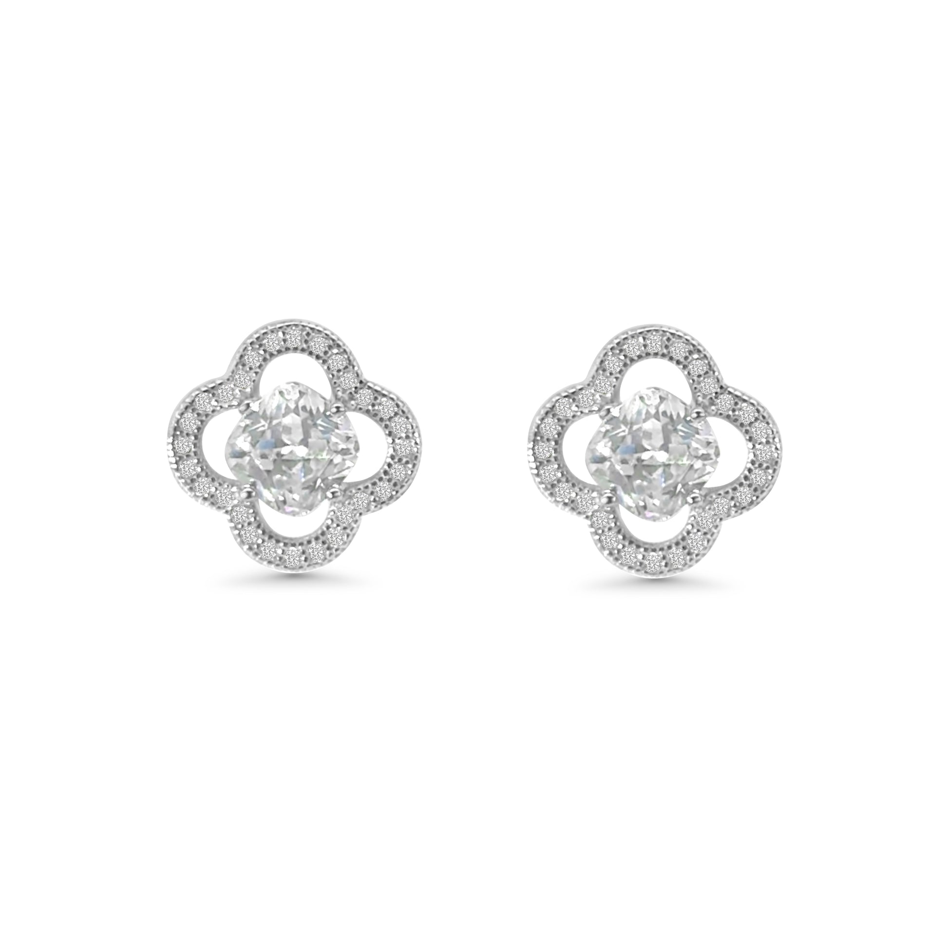 Clover Halo CZ Earrings