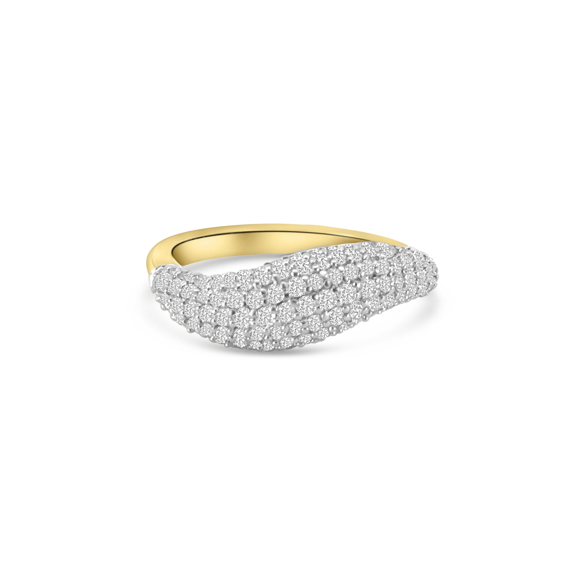 18kt Multi Row Wave Cluster Ring