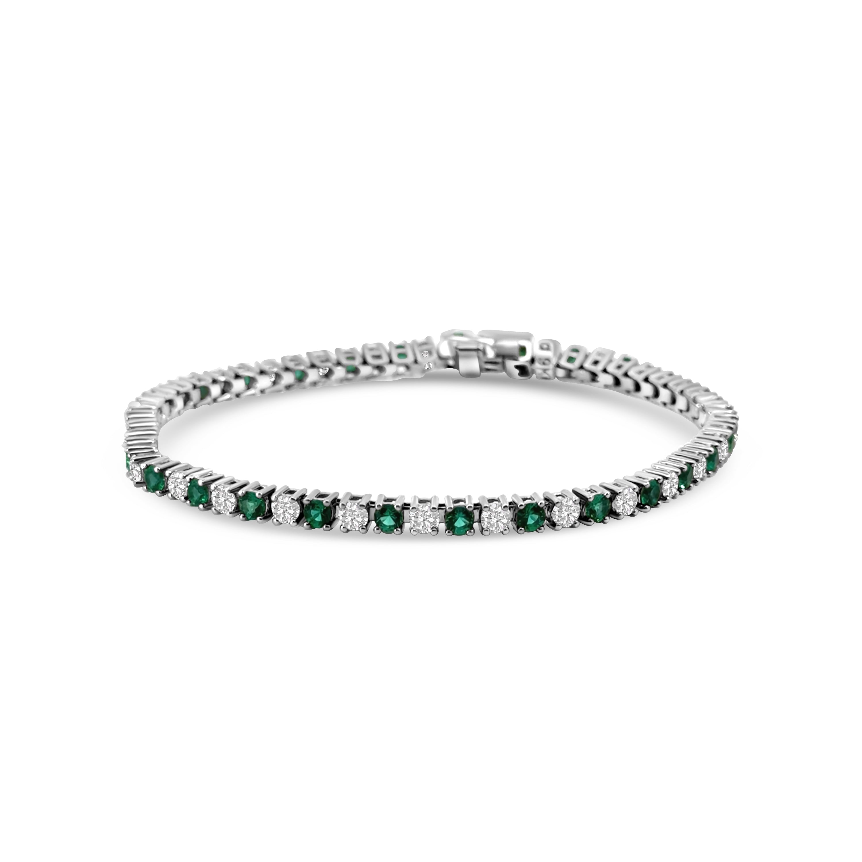 9kt Lab Grown Diamond and Emerald Tennis Bracelet