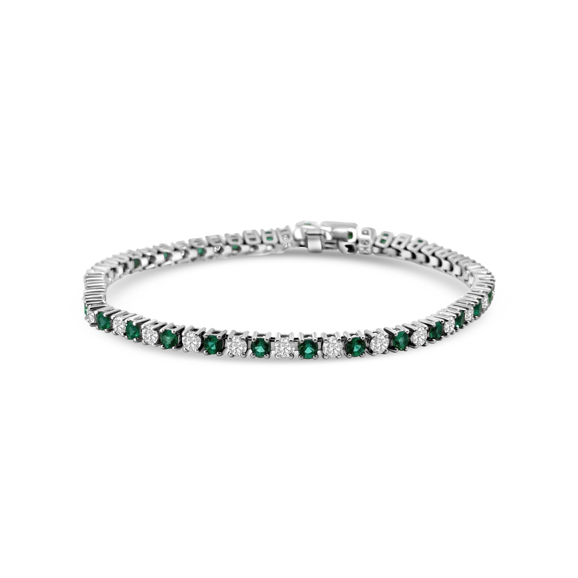9kt Lab Grown Diamond and Emerald Tennis Bracelet