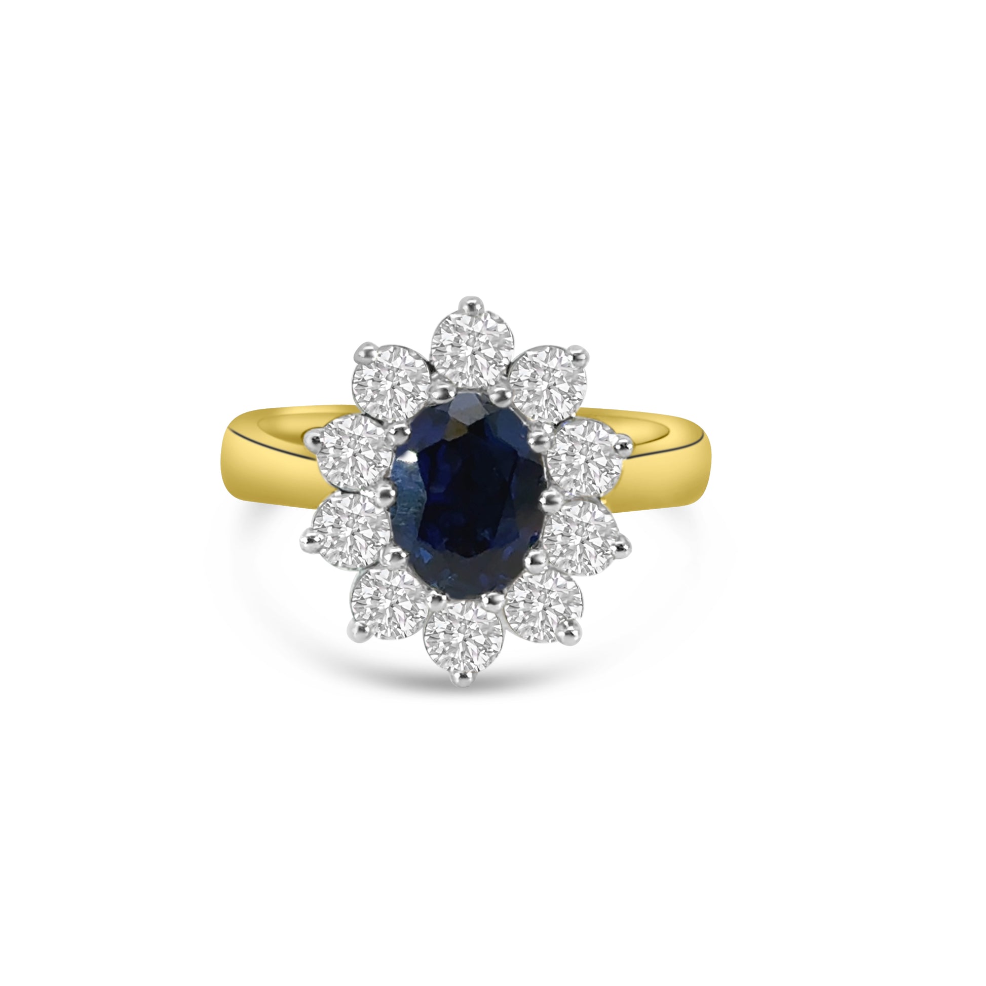 9kt Lab Grown Sapphire and Diamond Cluster Dress Ring