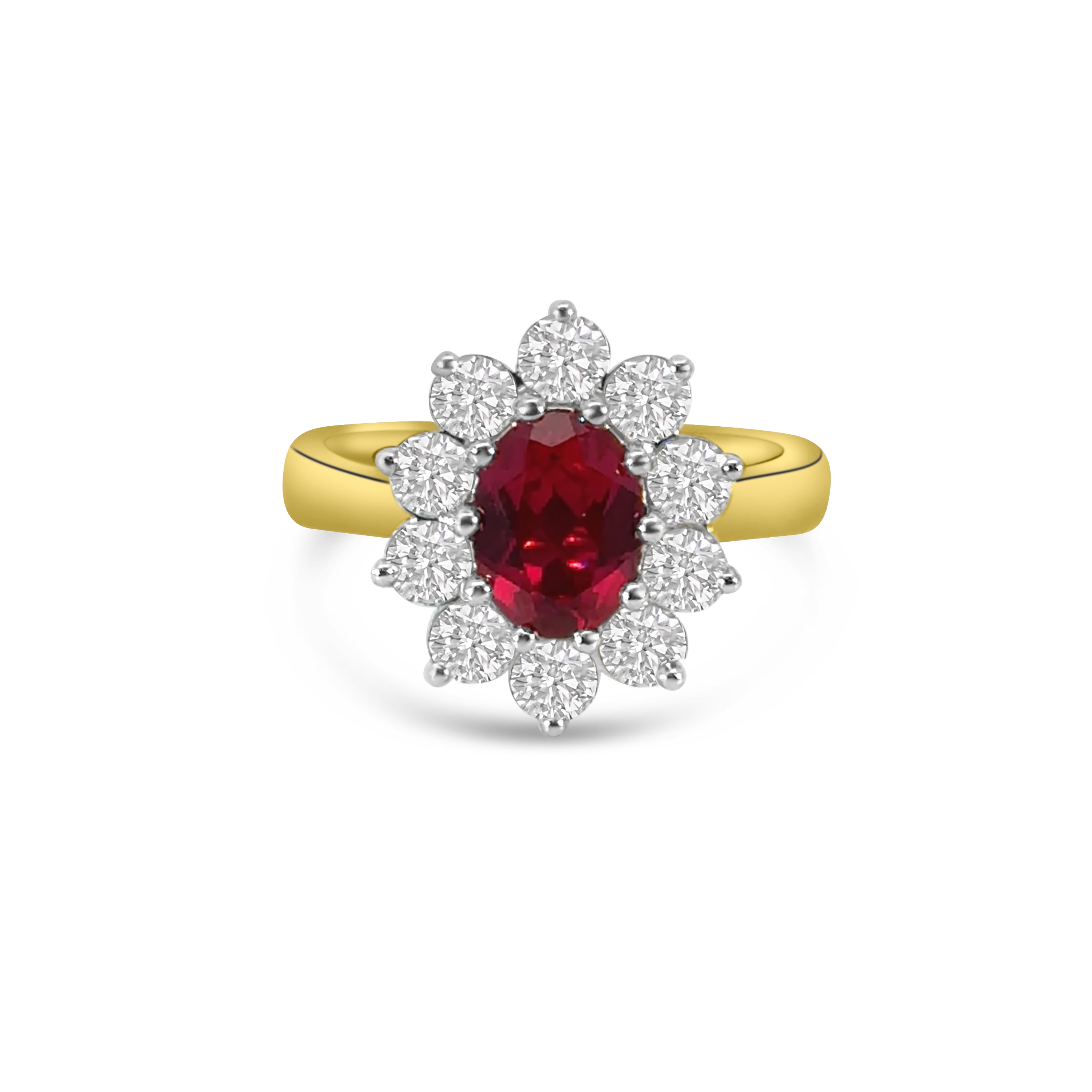 9kt Lab Grown Ruby and Diamond Cluster Dress Ring