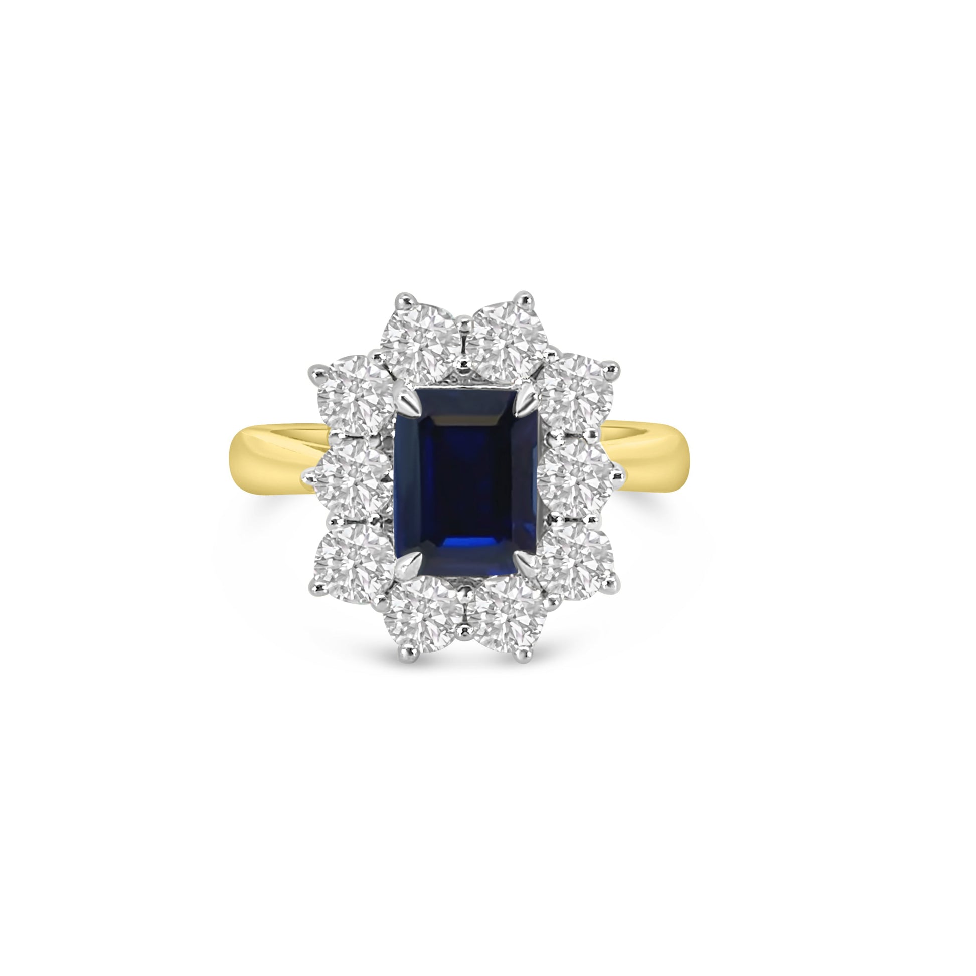 9kt Lab Grown Sapphire and Diamond Cluster Dress Ring
