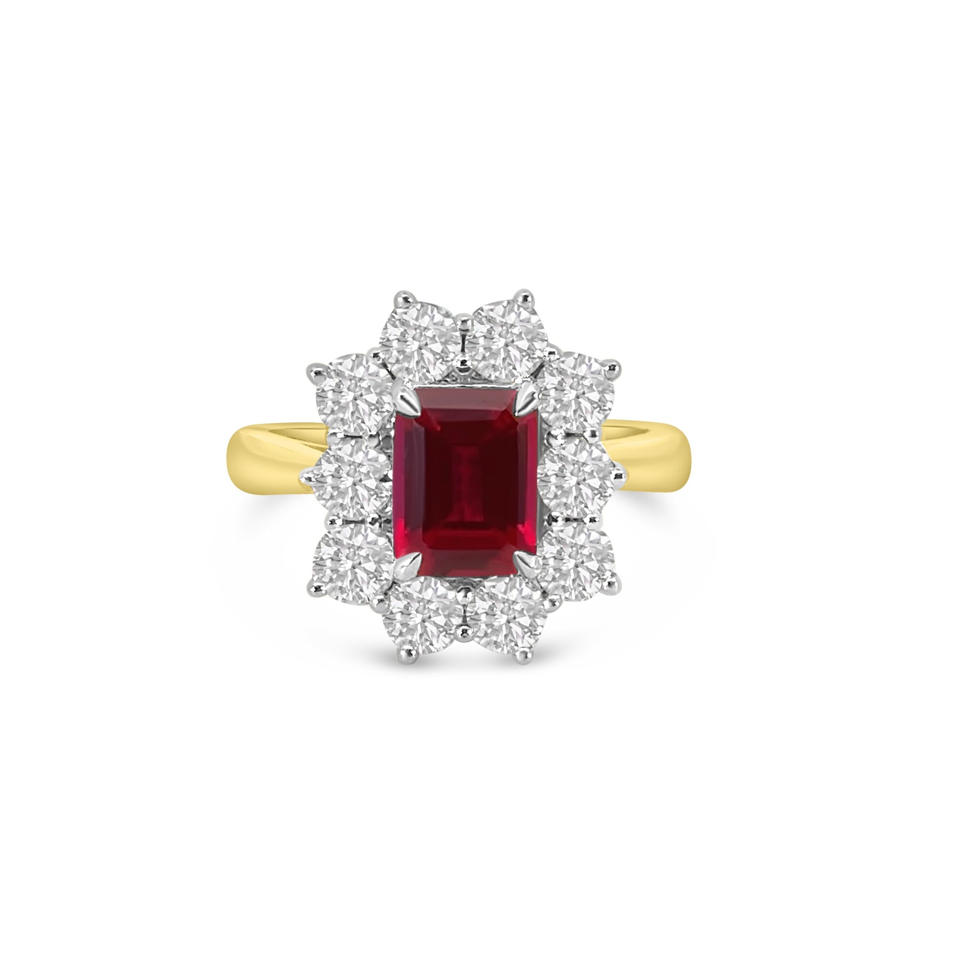 9kt Lab Grown Ruby and Diamond Cluster Dress Ring