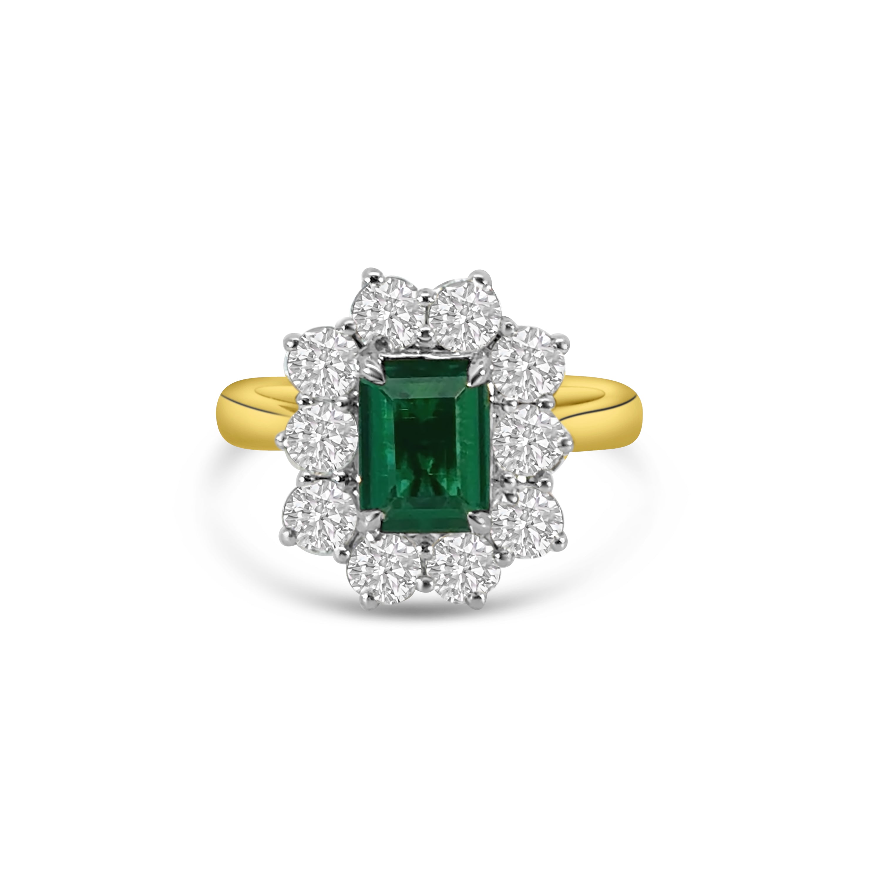 9kt Lab Grown Emerald and Diamond Cluster Dress Ring