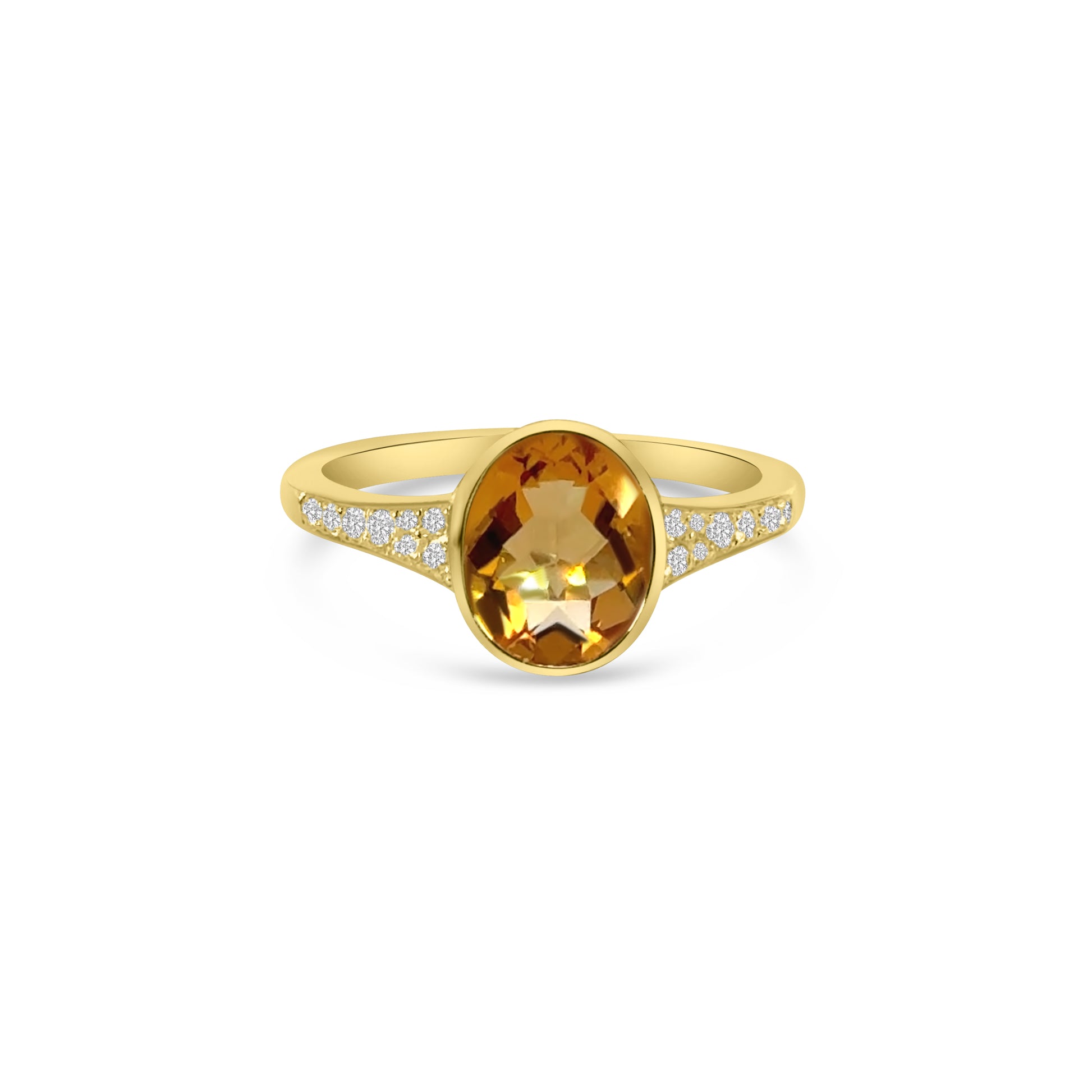 9kt Citrine and Diamond Dress Ring