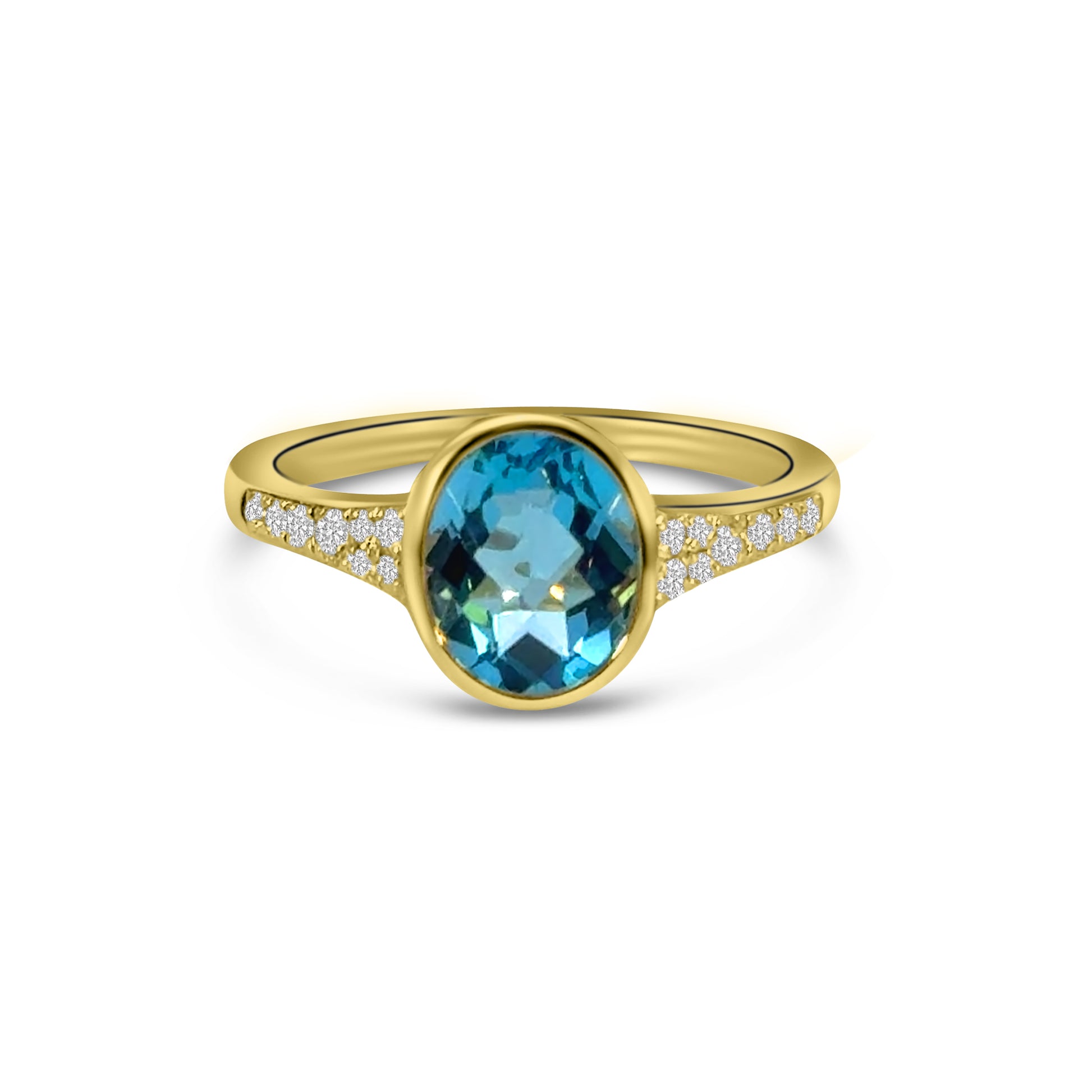 9kt Blue Topaz and Diamond Dress Ring