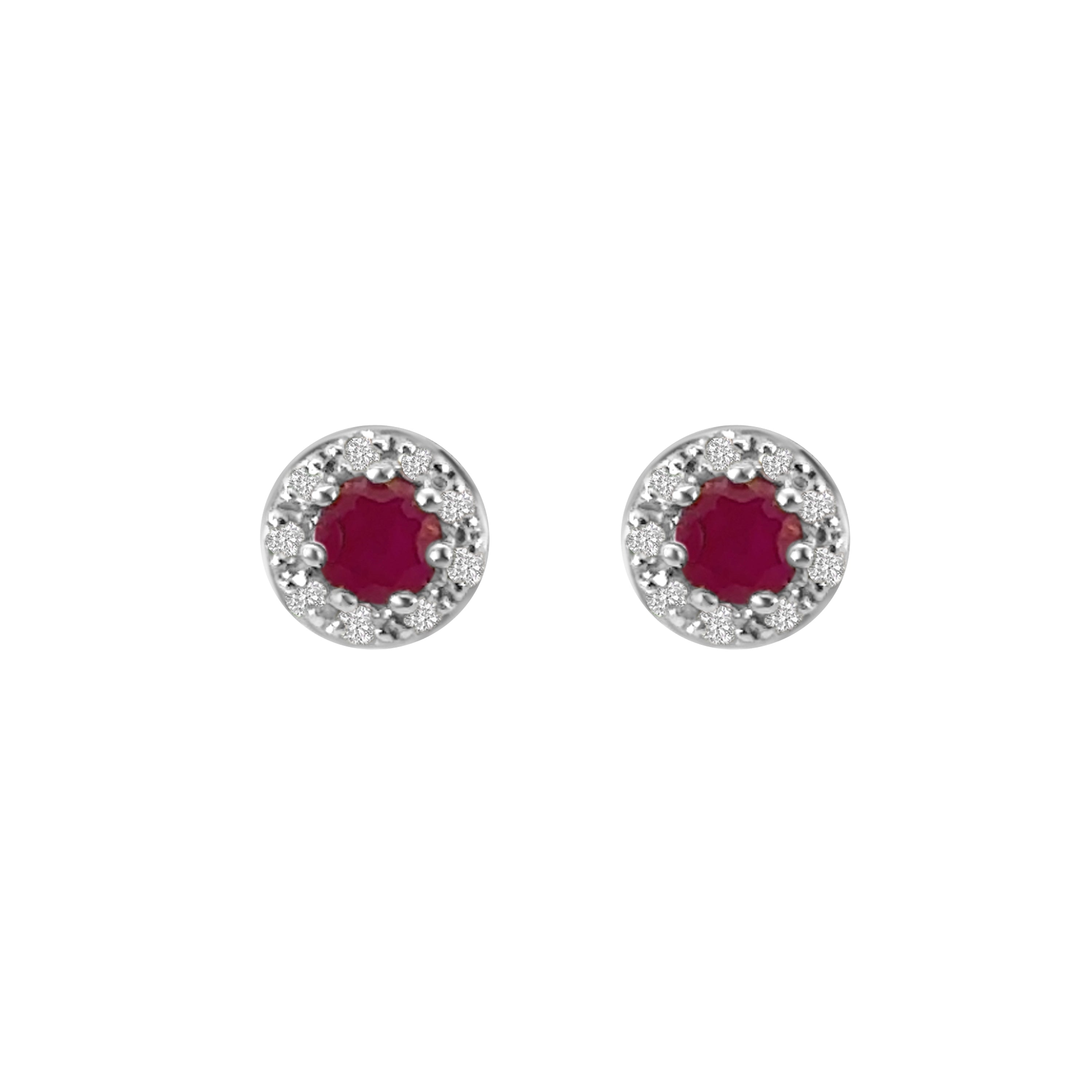 9kt Ruby and Diamond Halo Stud Earrings