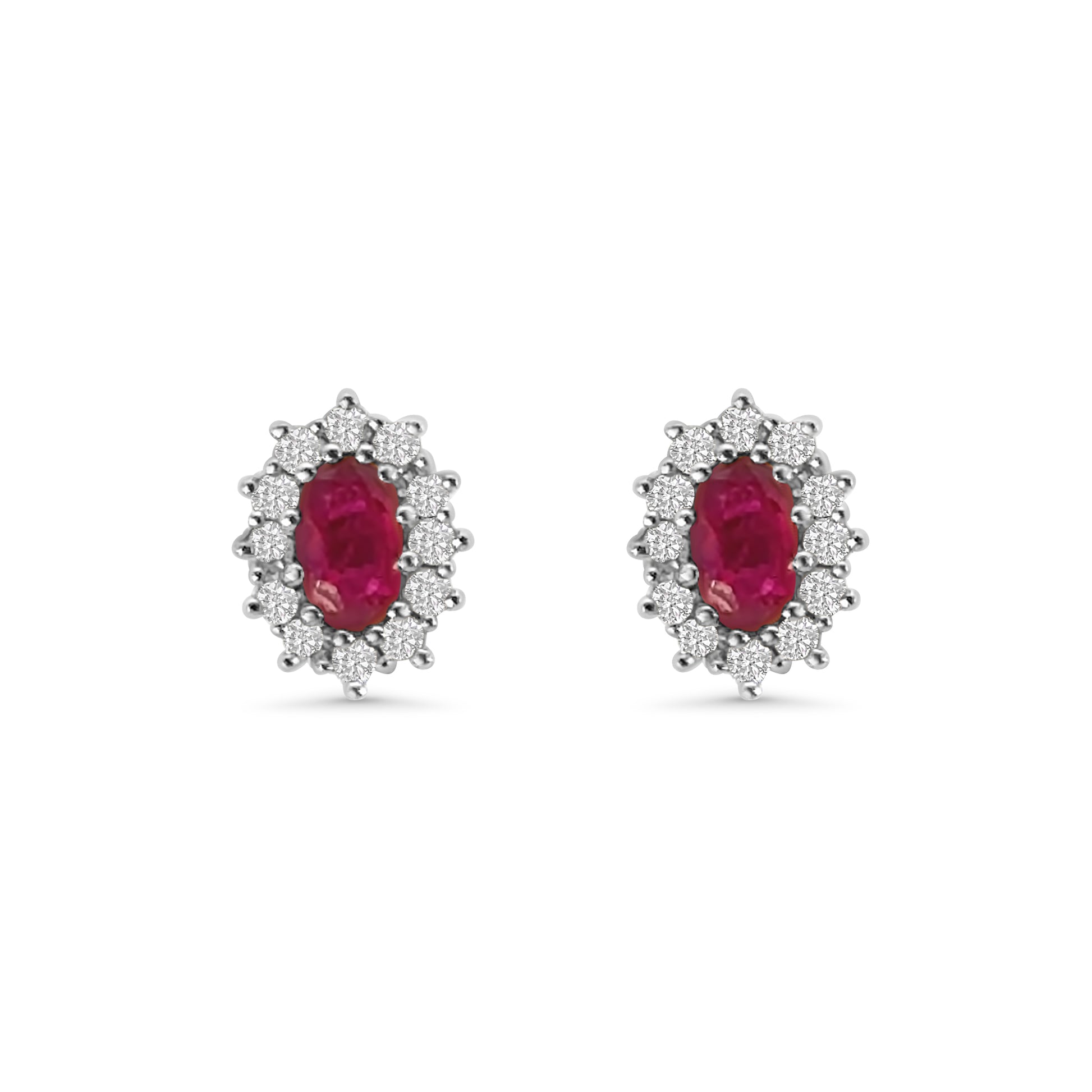 14kt Ruby and Diamond Cluster Stud Earrings