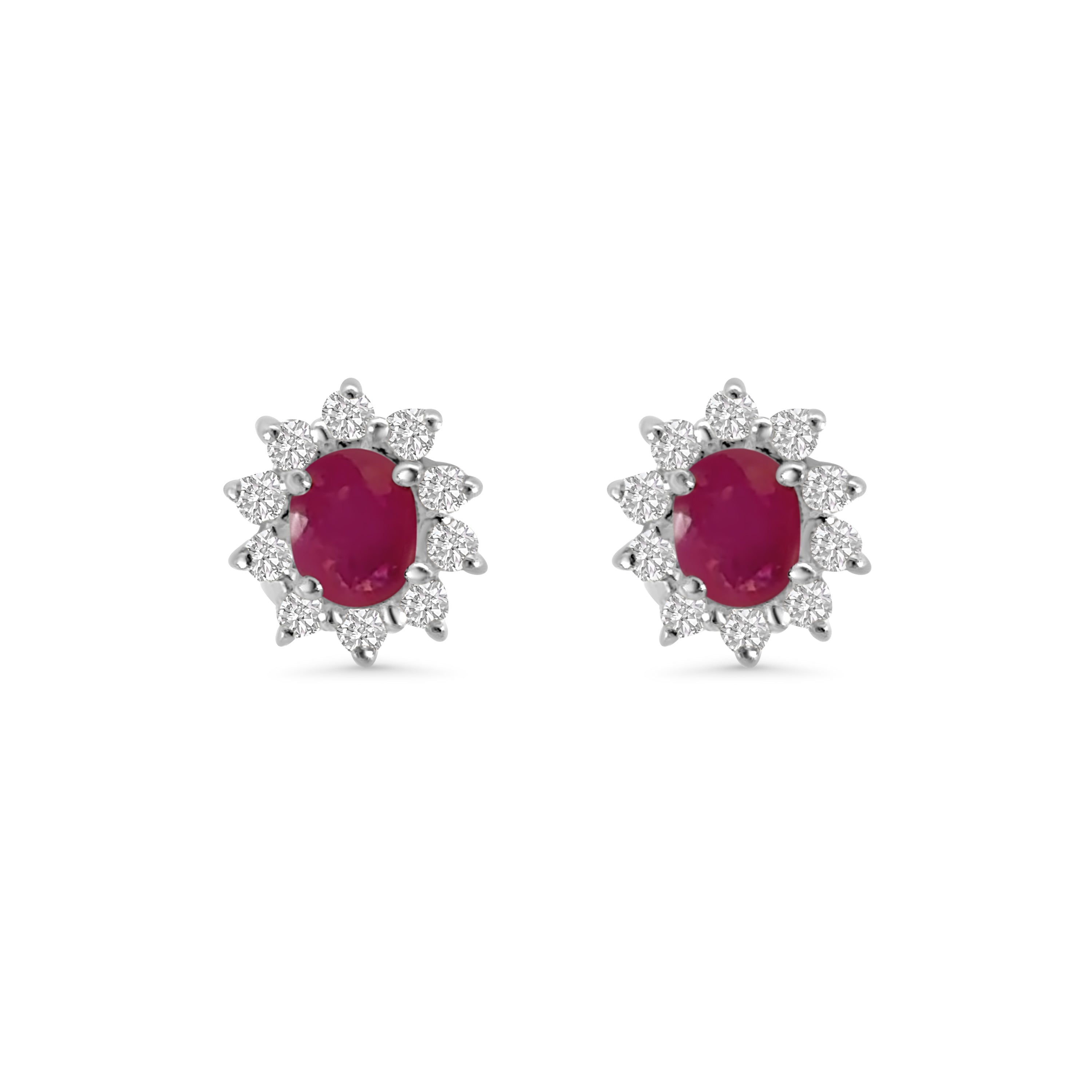 18kt Ruby and Diamond Cluster Stud Earrings