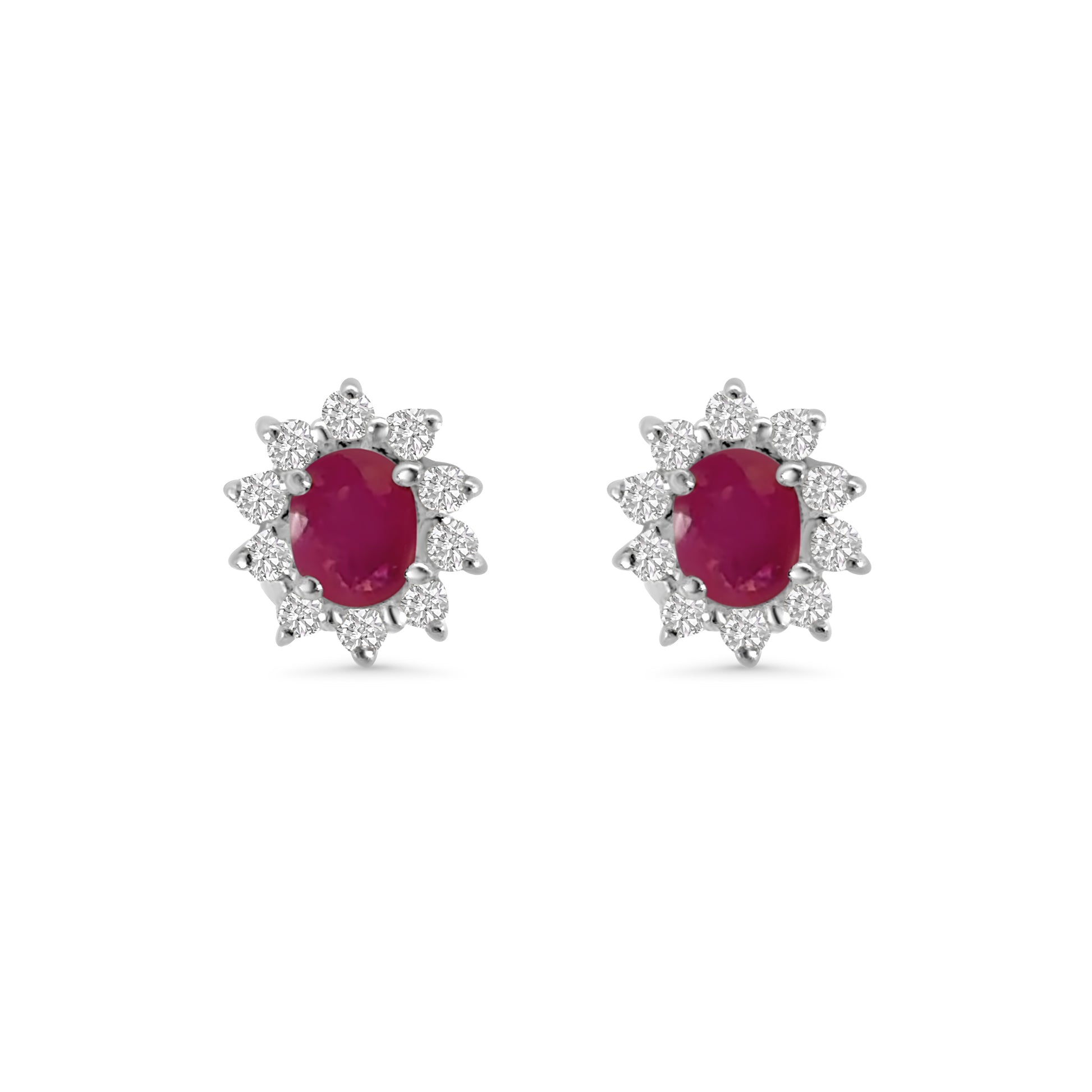 18kt Ruby and Diamond Cluster Stud Earrings