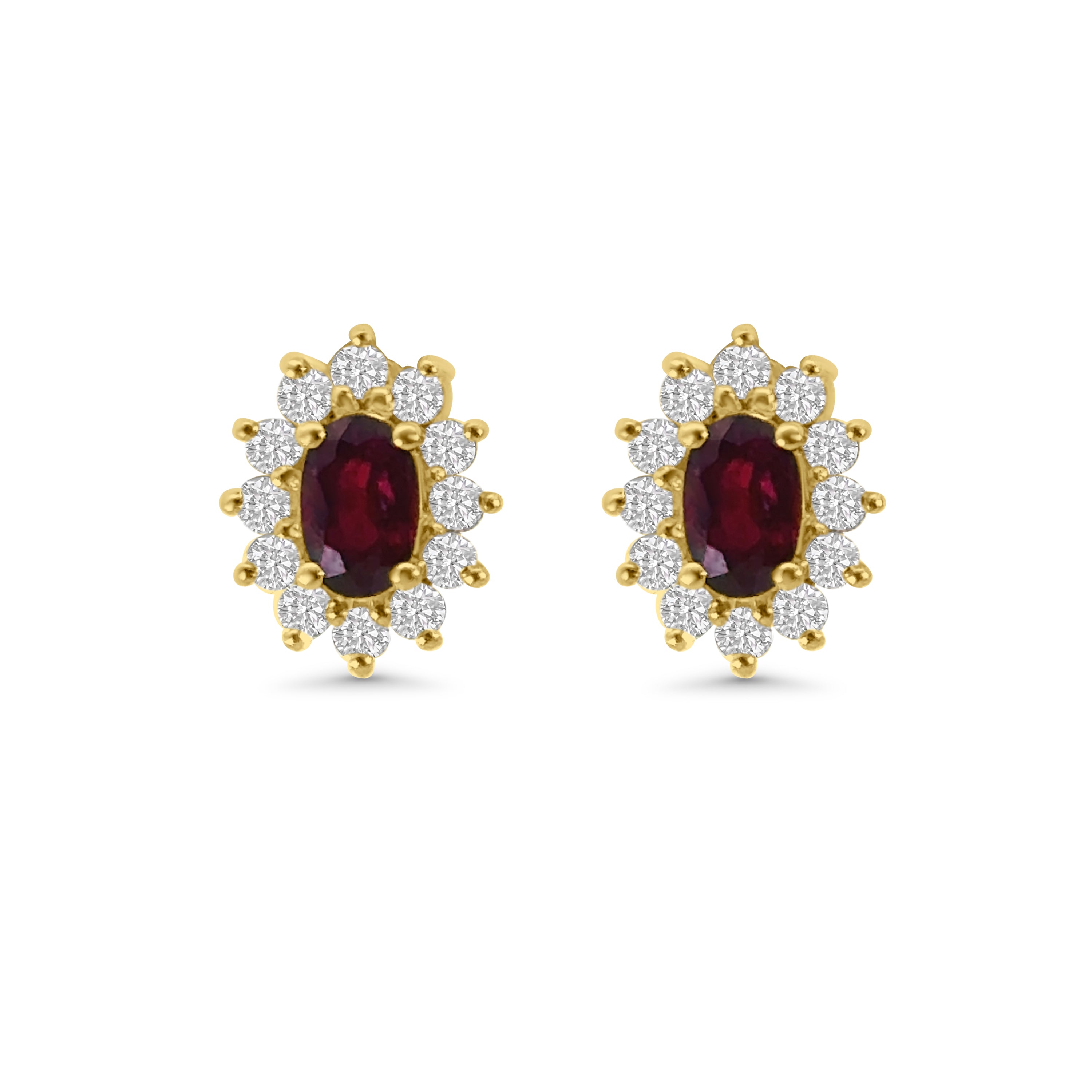 18kt Ruby and Diamond Cluster Stud Earrings