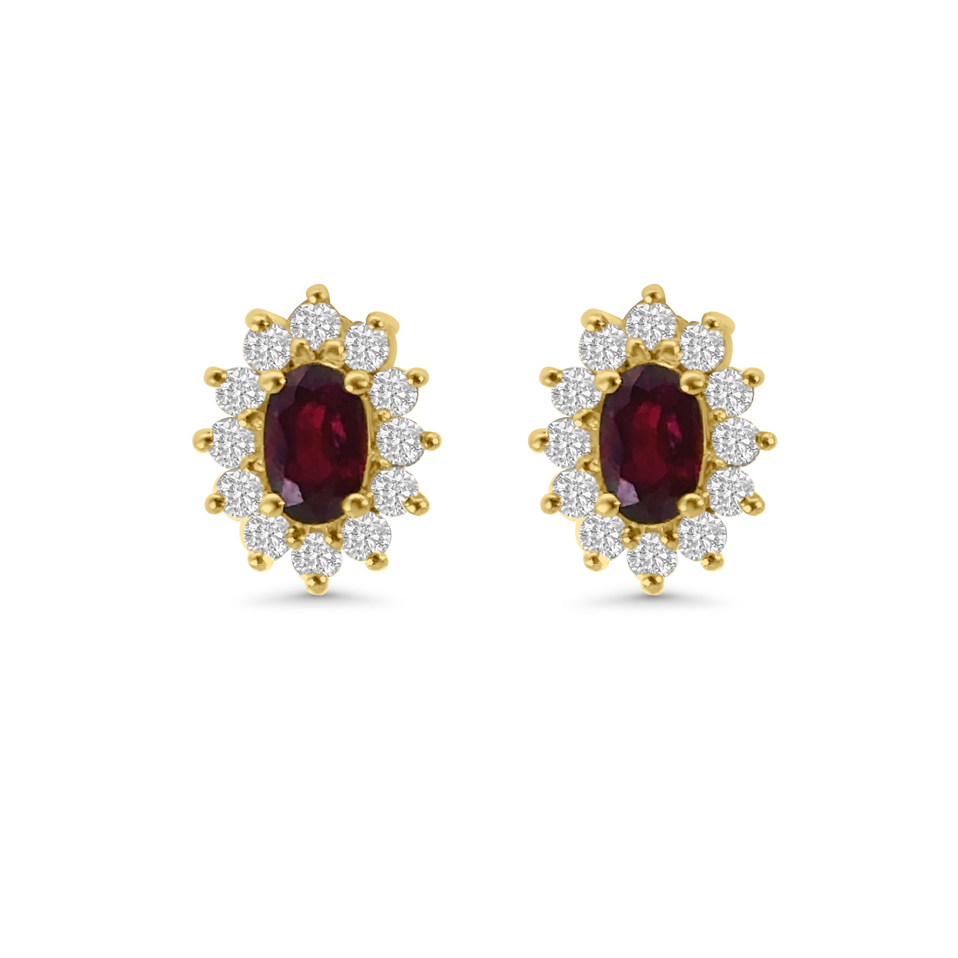 18kt Ruby and Diamond Cluster Stud Earrings