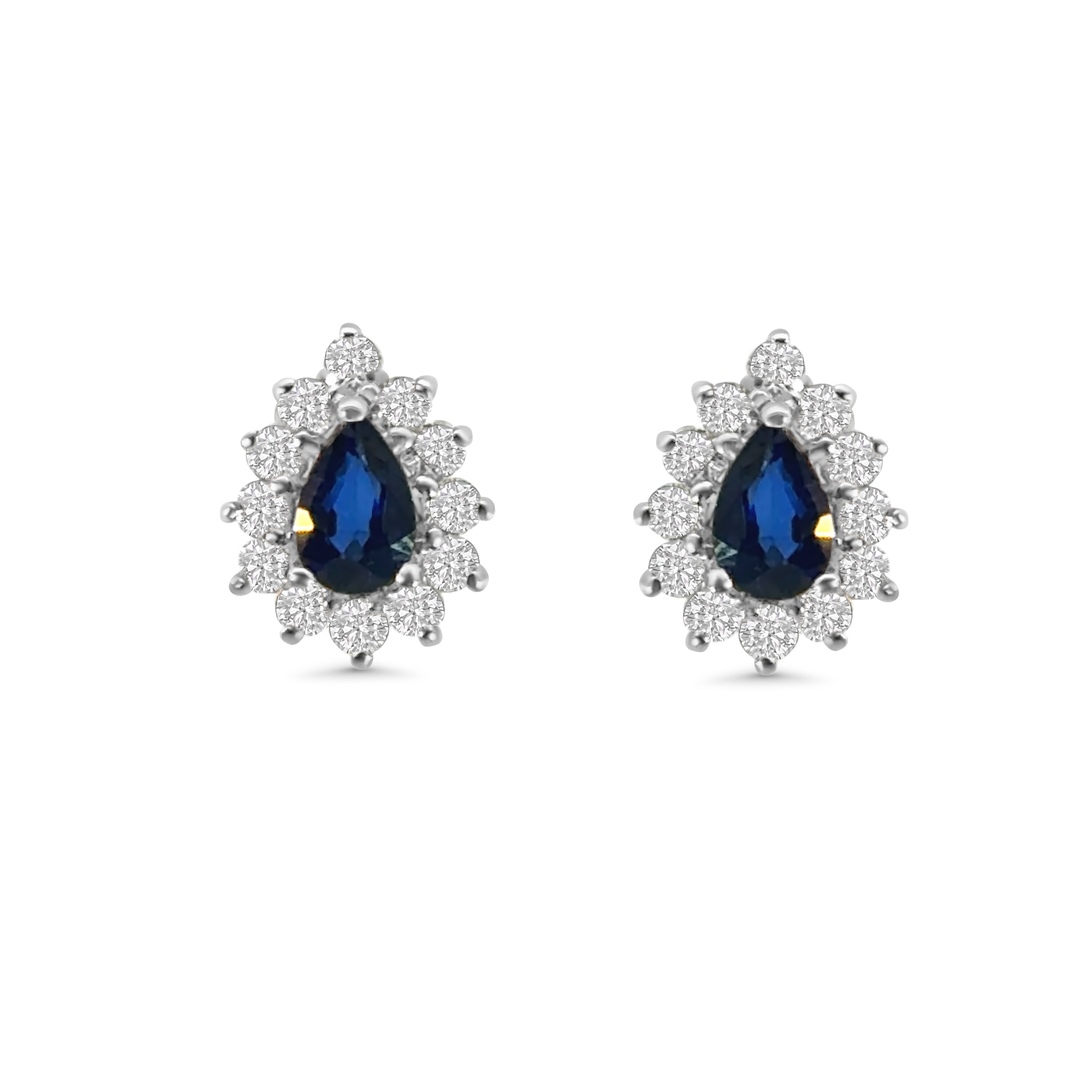 18kt Sapphire and Diamond Pear Cluster Stud Earrings