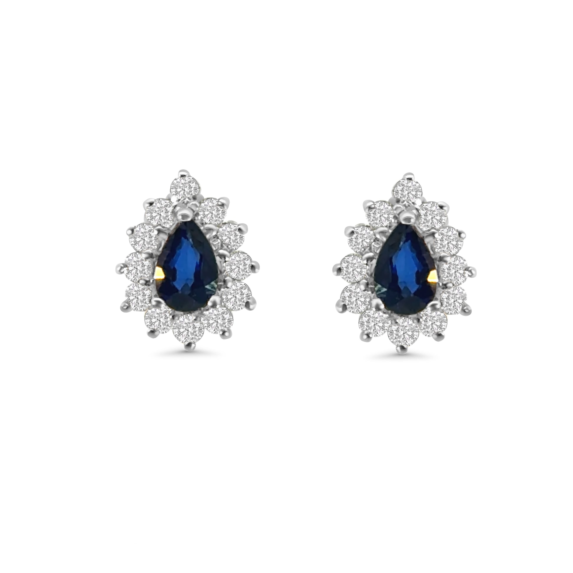 18kt Sapphire and Diamond Pear Cluster Stud Earrings