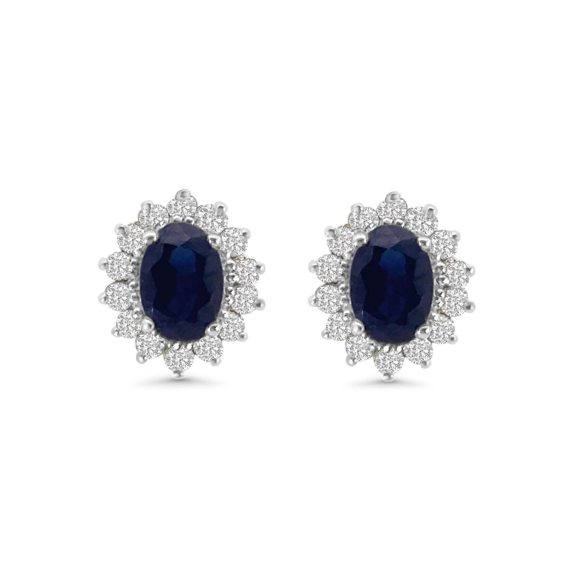 18kt Sapphire and Diamond Cluster Stud Earrings