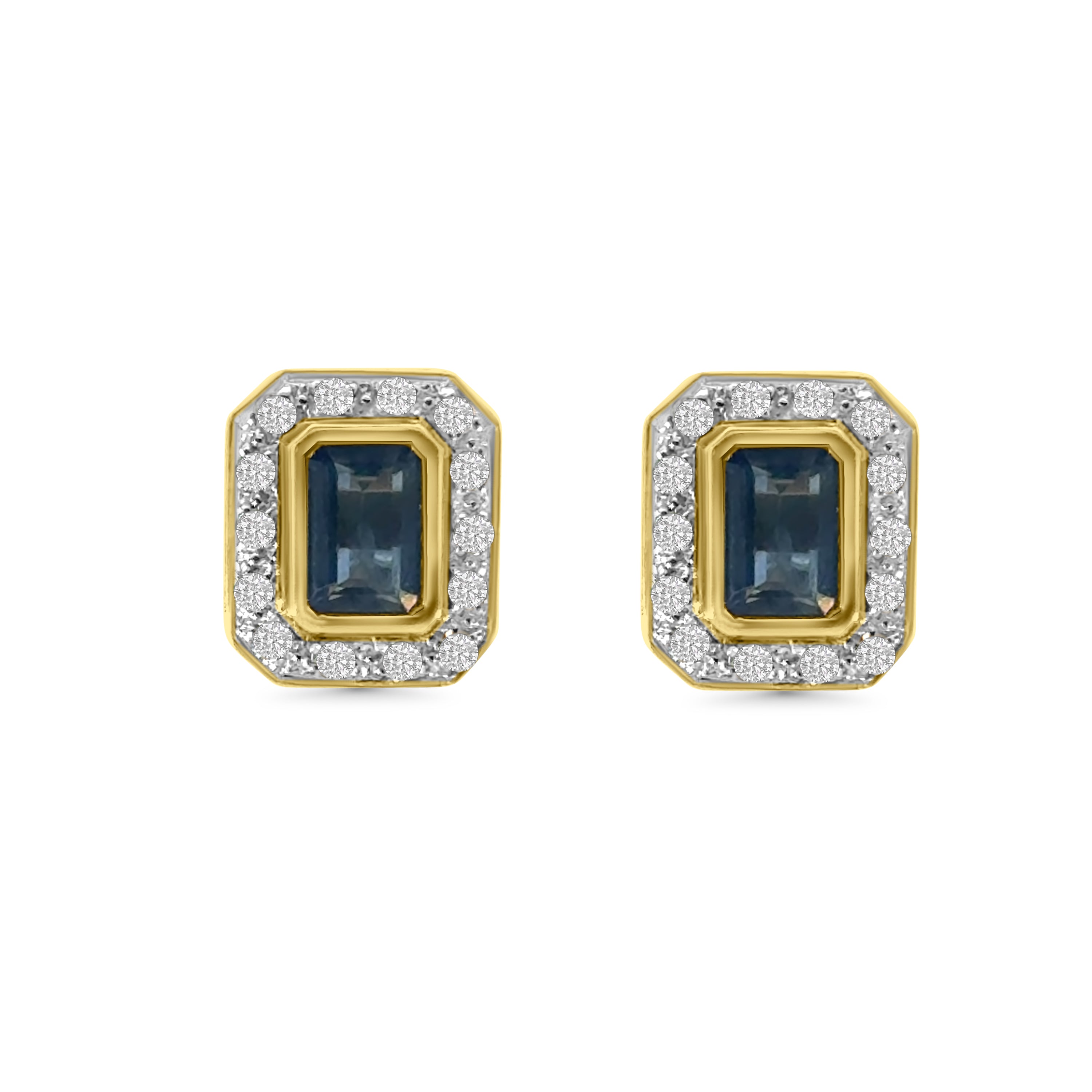 9kt Sapphire and Diamond Stud Earrings