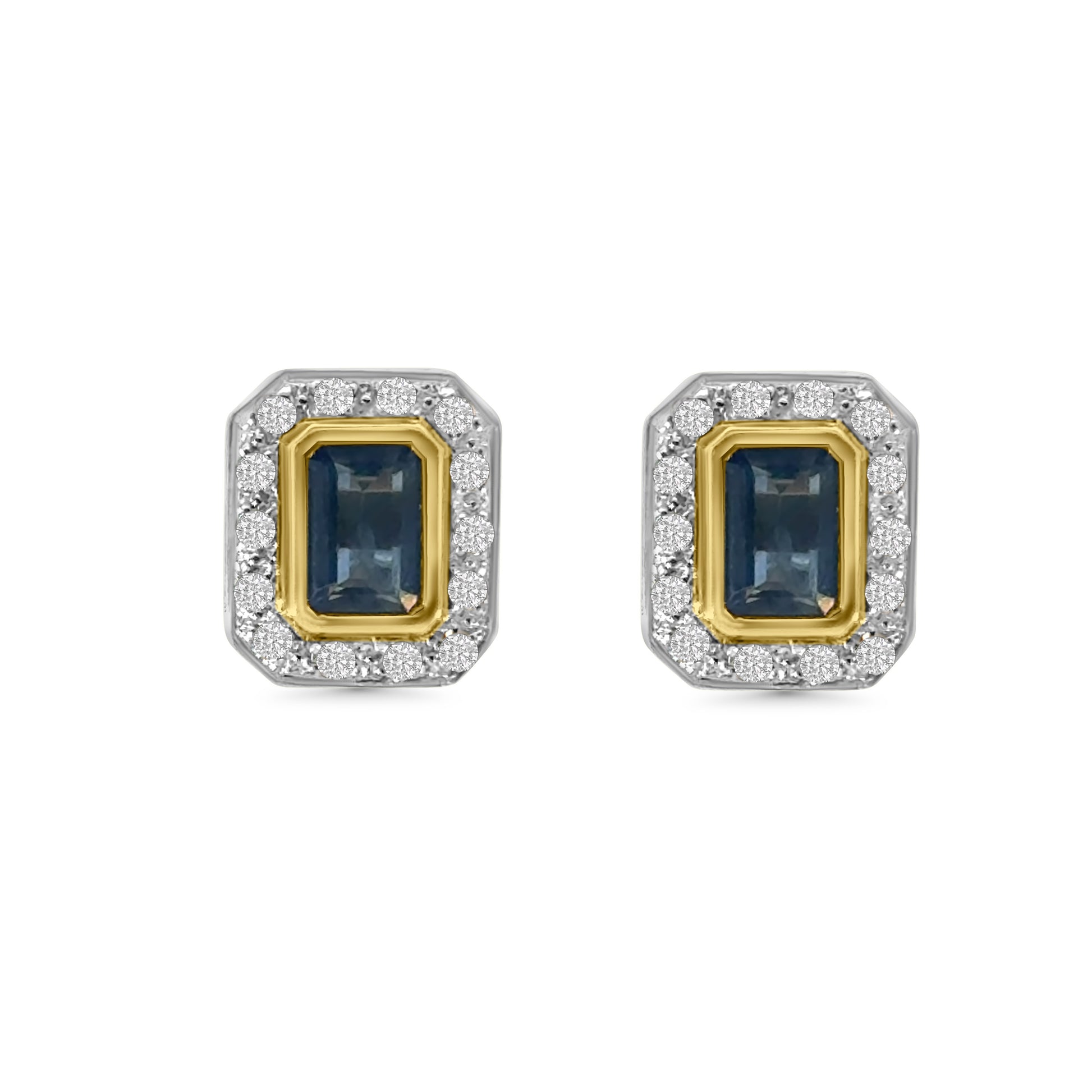 9kt Sapphire and Diamond Stud Earrings