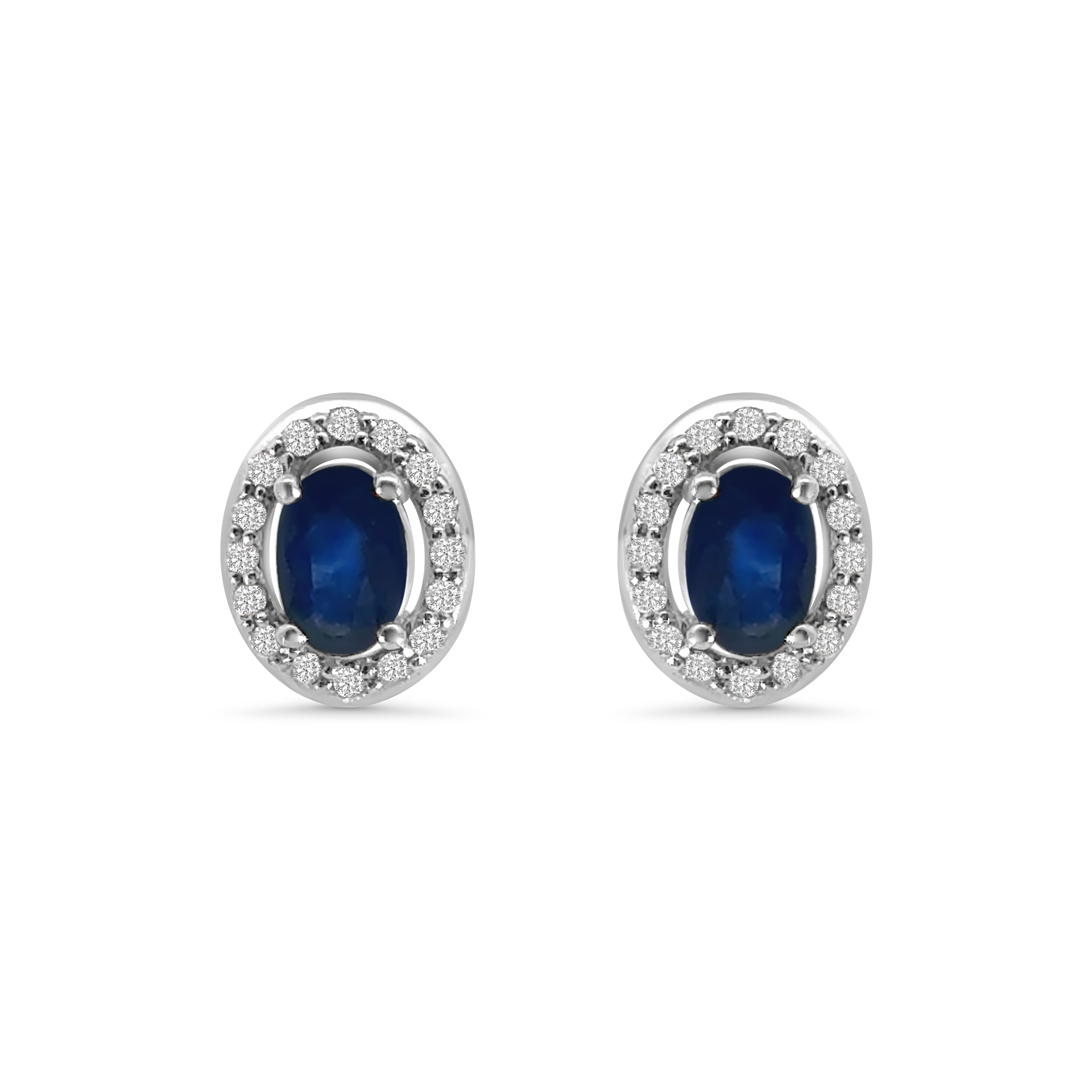 9kt Sapphire and Diamond Halo Stud Earrings
