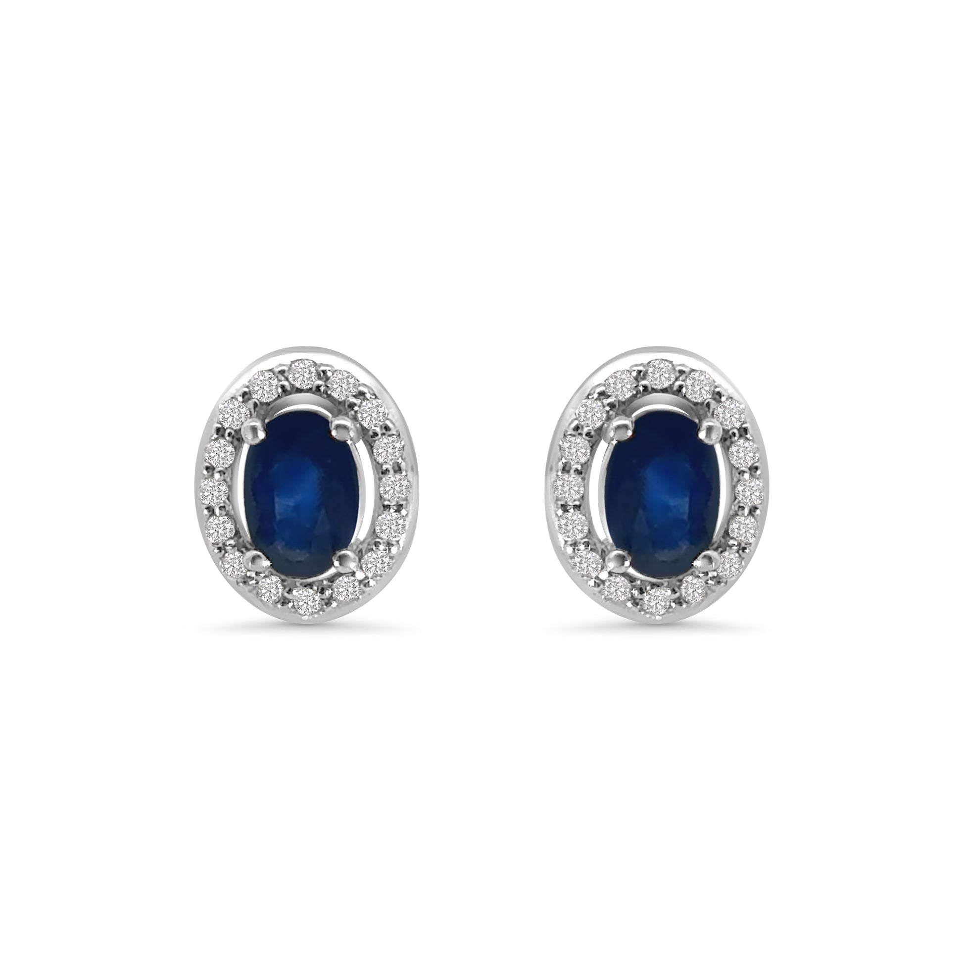 9kt Sapphire and Diamond Halo Stud Earrings