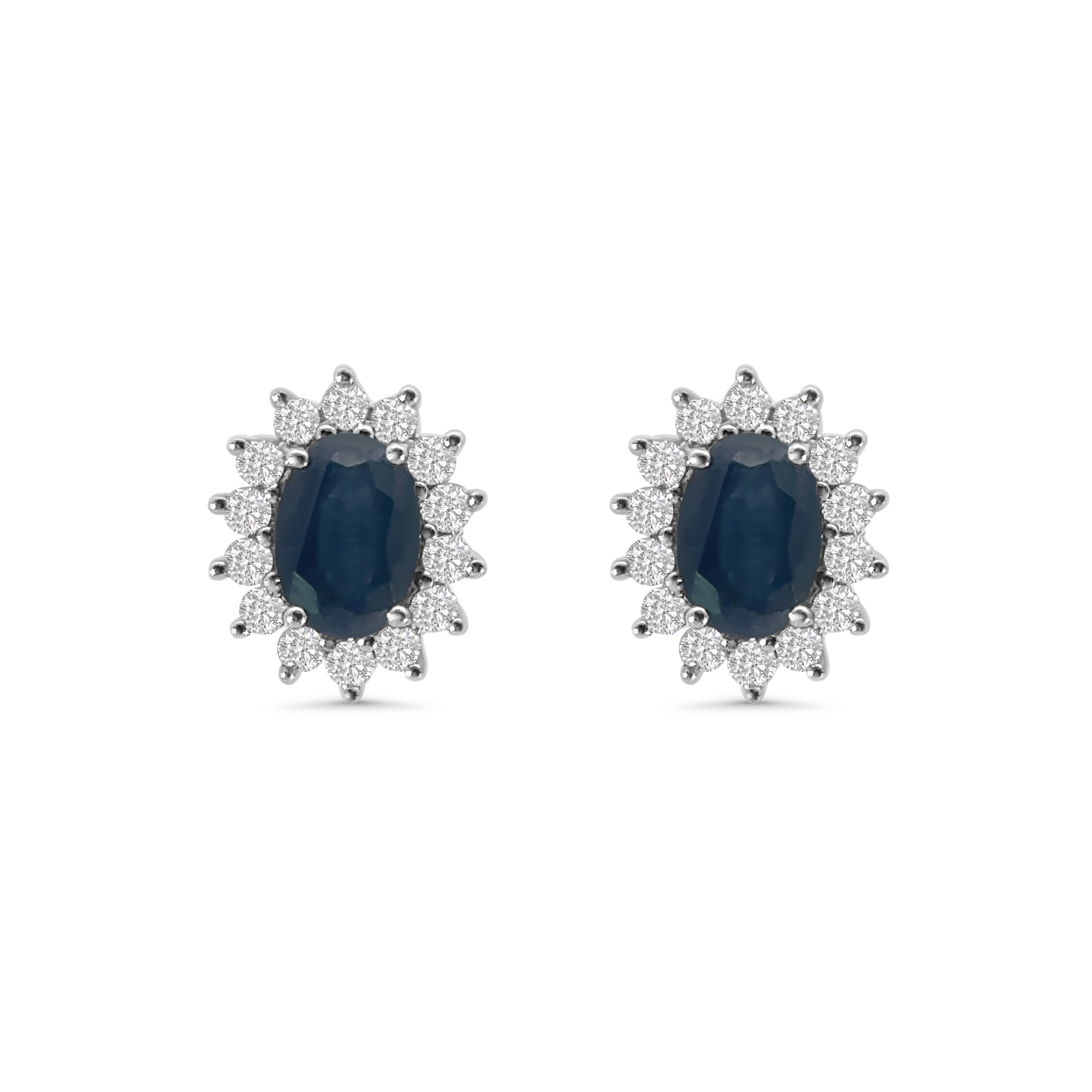 9kt Sapphire and Diamond Cluster Stud Earrings