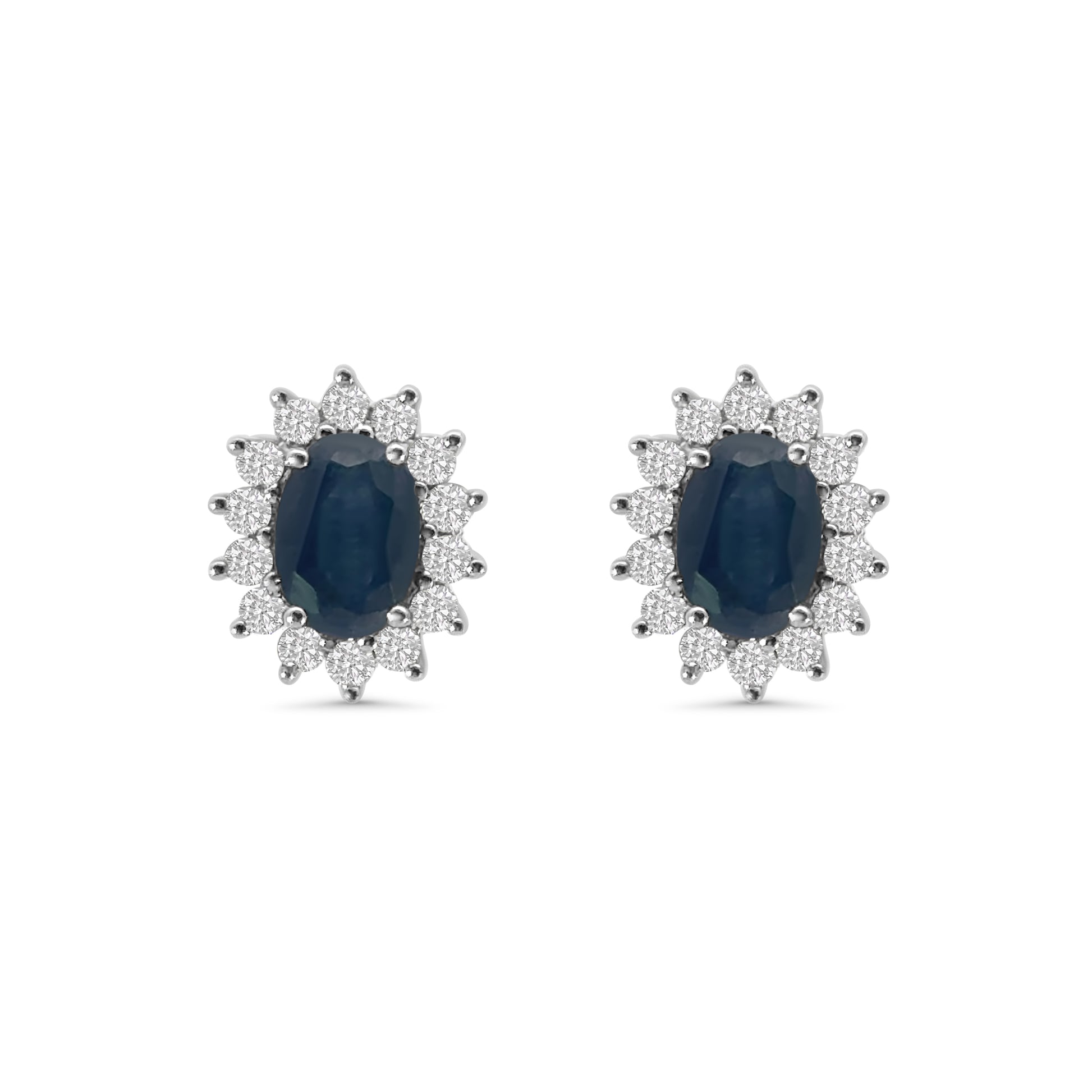 9kt Sapphire and Diamond Cluster Stud Earrings