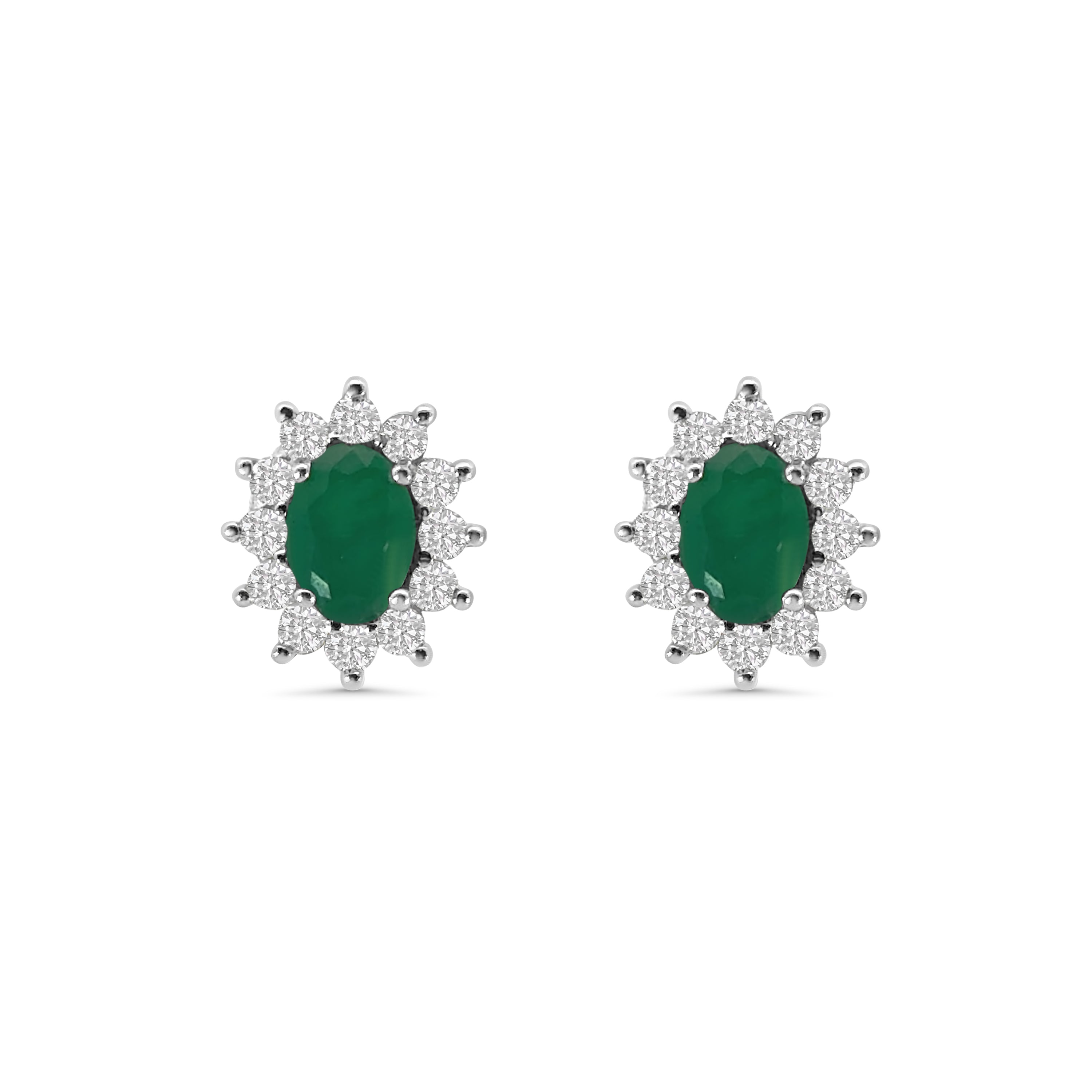 18kt Emerald and Diamond Cluster Earrings