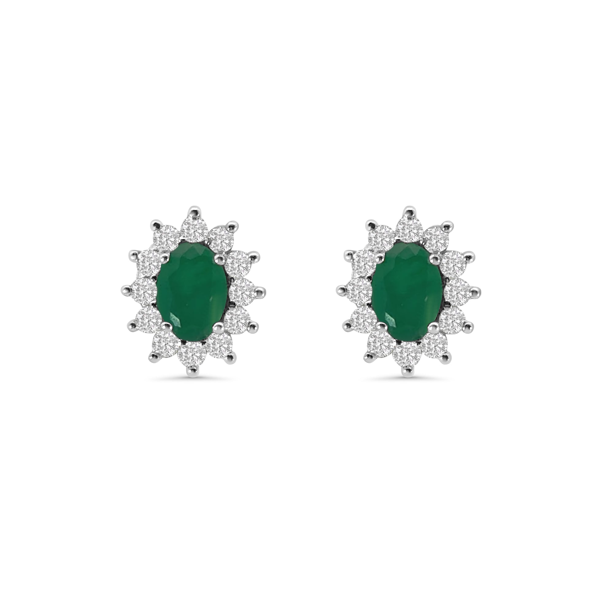 18kt Emerald and Diamond Cluster Earrings