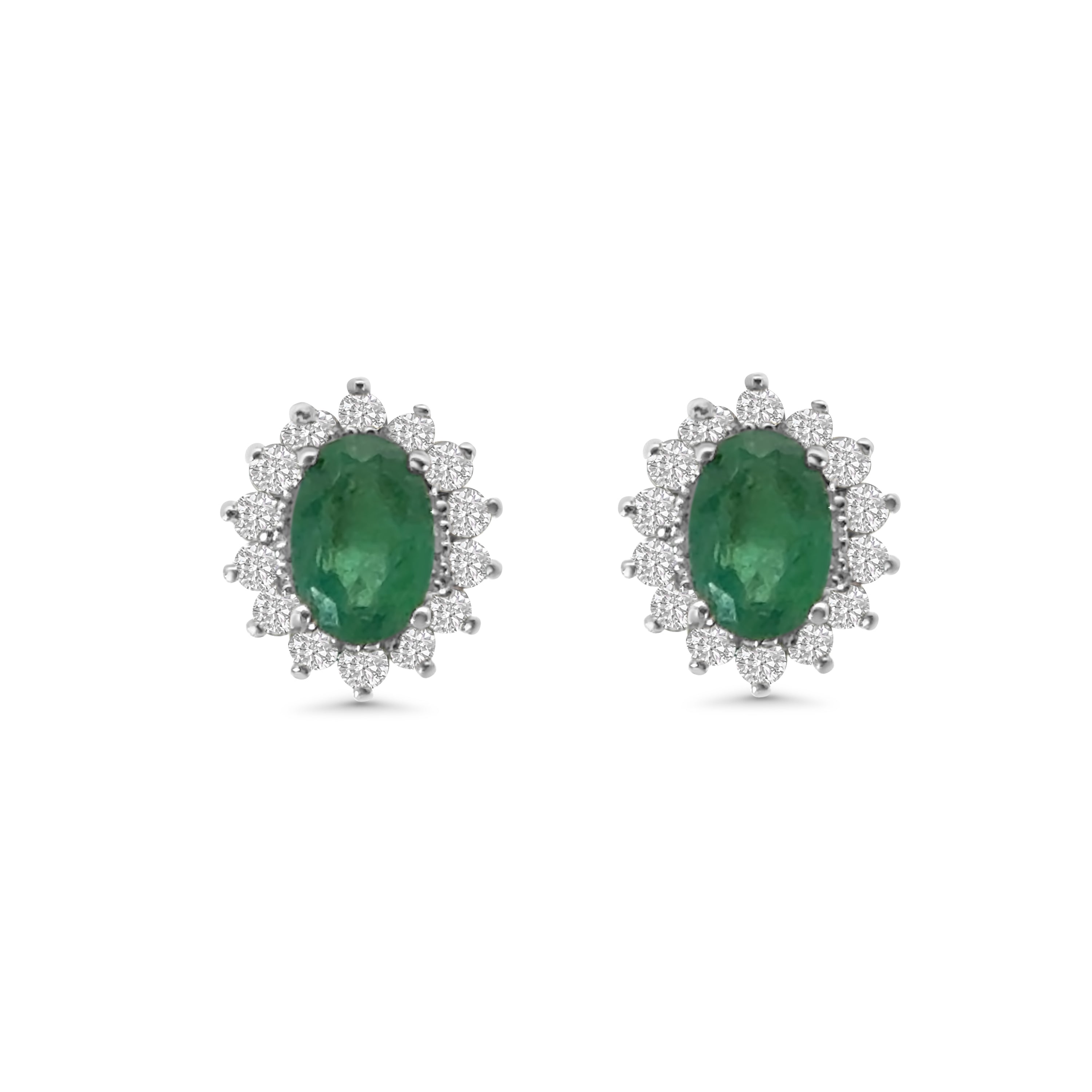 9kt Emerald and Diamond Cluster Earrings
