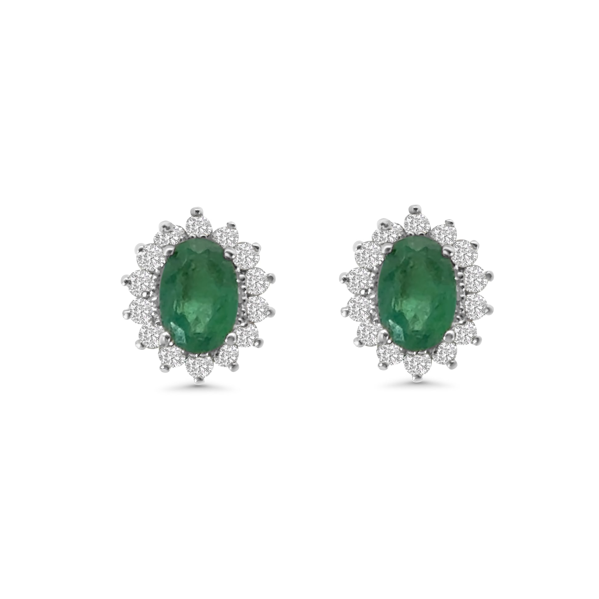 9kt Emerald and Diamond Cluster Earrings