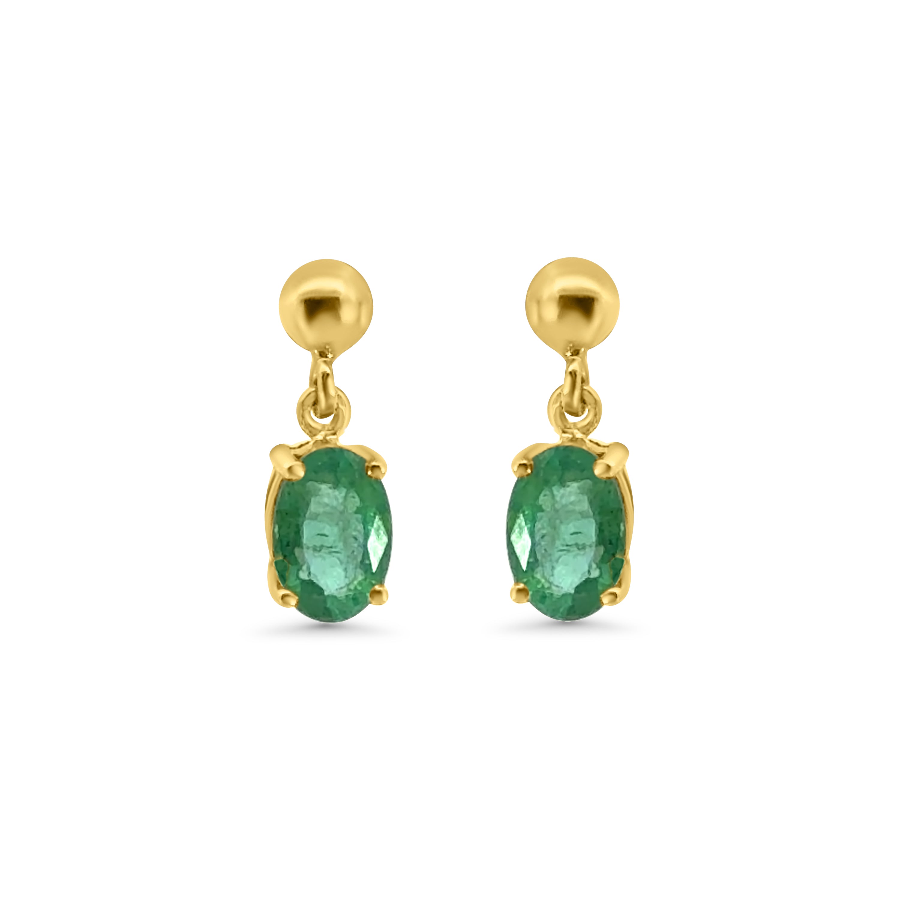 9kt Emerald Oval Drop Earrings