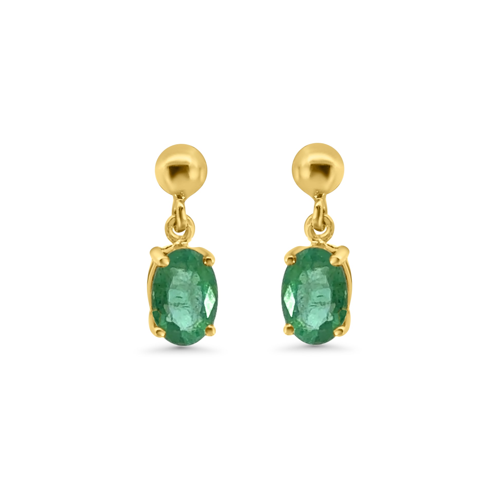 9kt Emerald Oval Drop Earrings