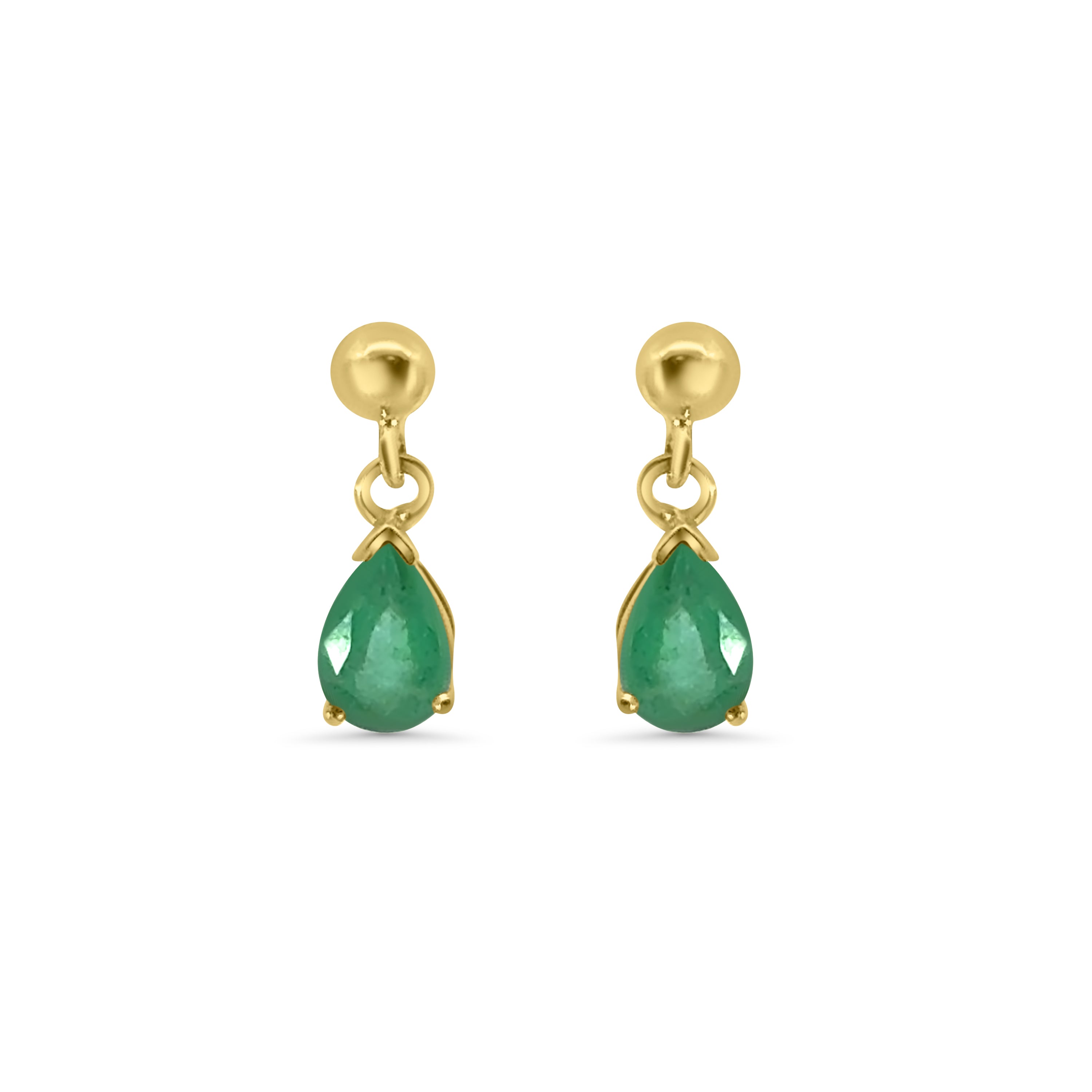 9kt Emerald Pear Drop Earrings