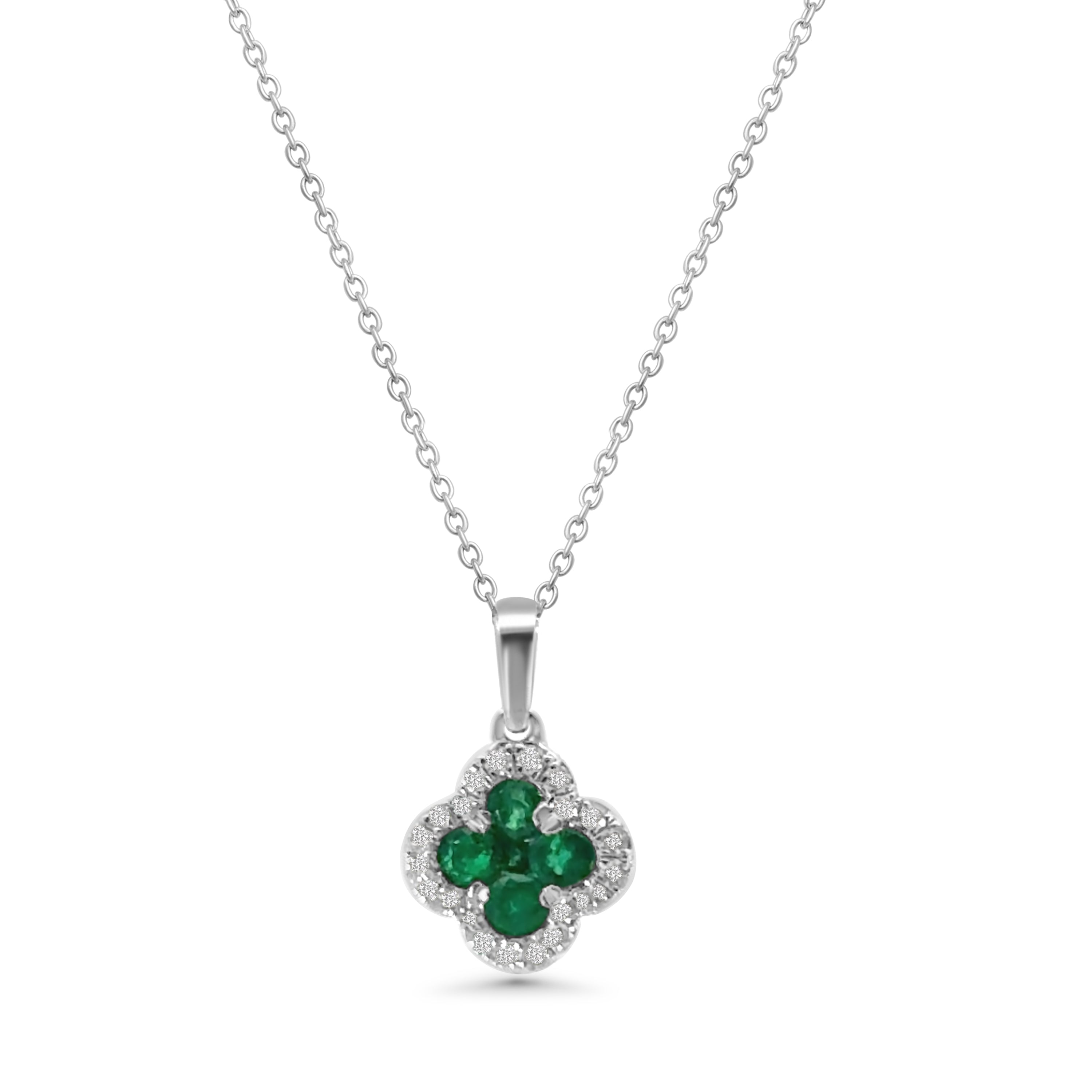 18kt Emerald and Diamond Clover Pendant