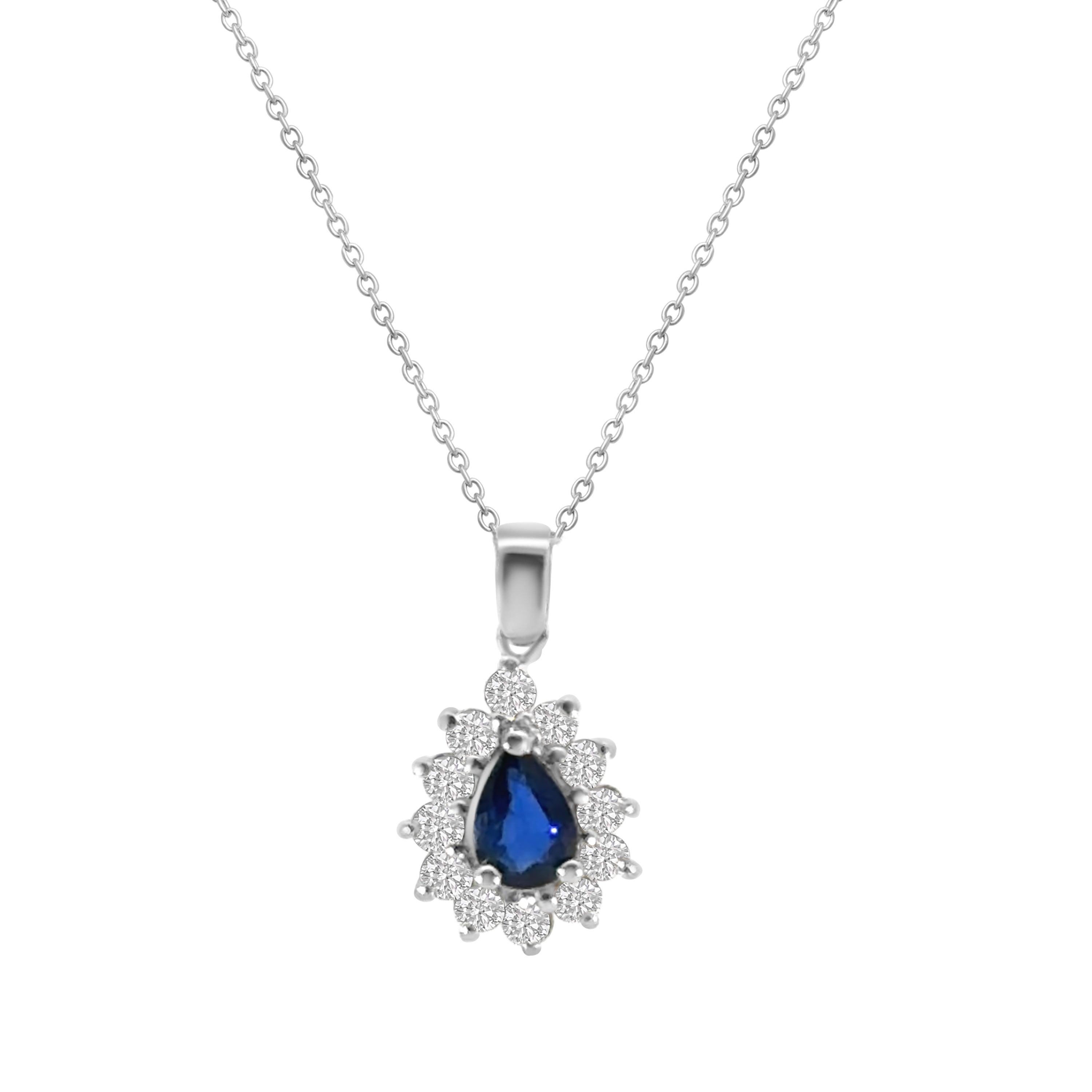 18kt Sapphire and Diamond Pear Cluster Pendant
