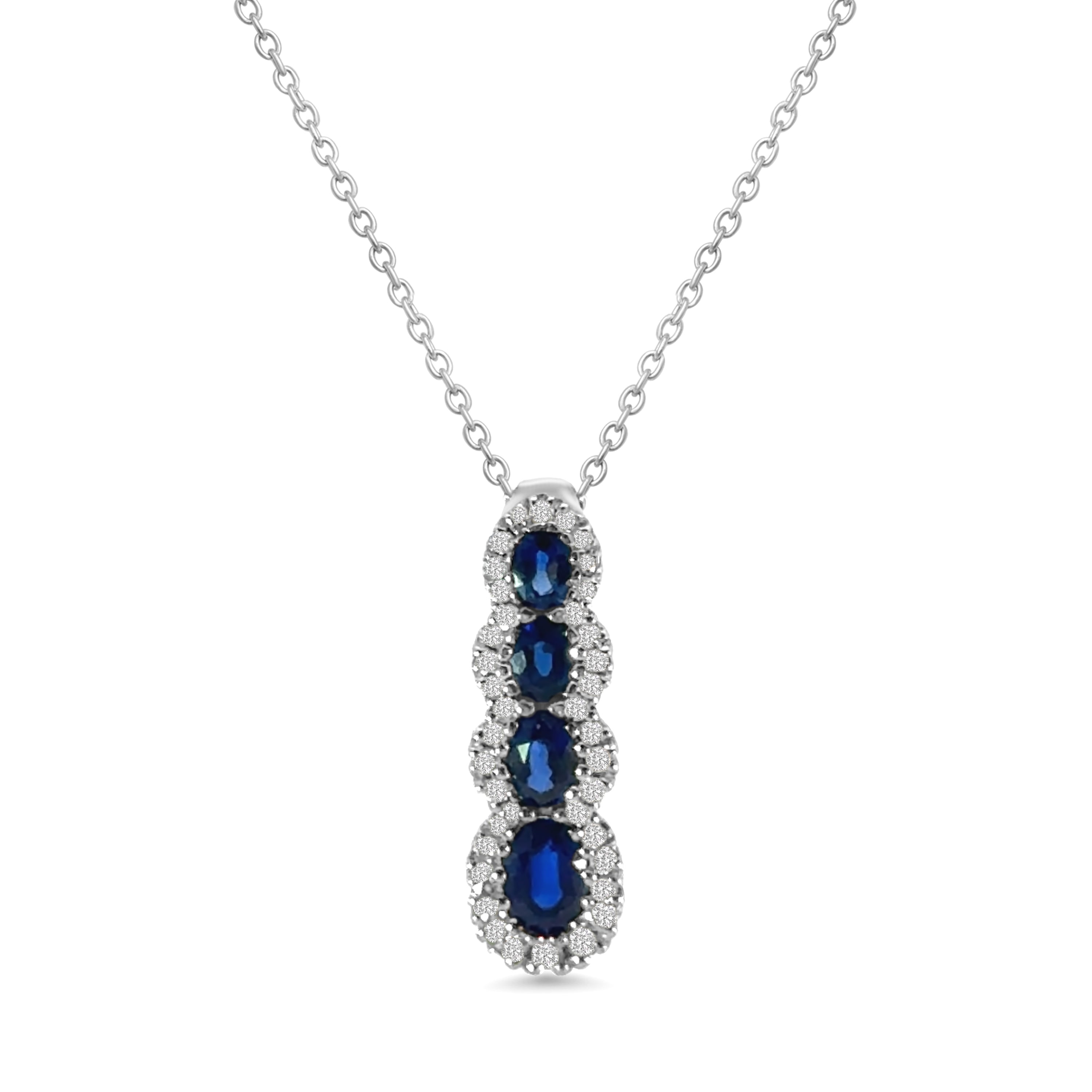 18kt Sapphire and Diamond Oval Drop Pendant