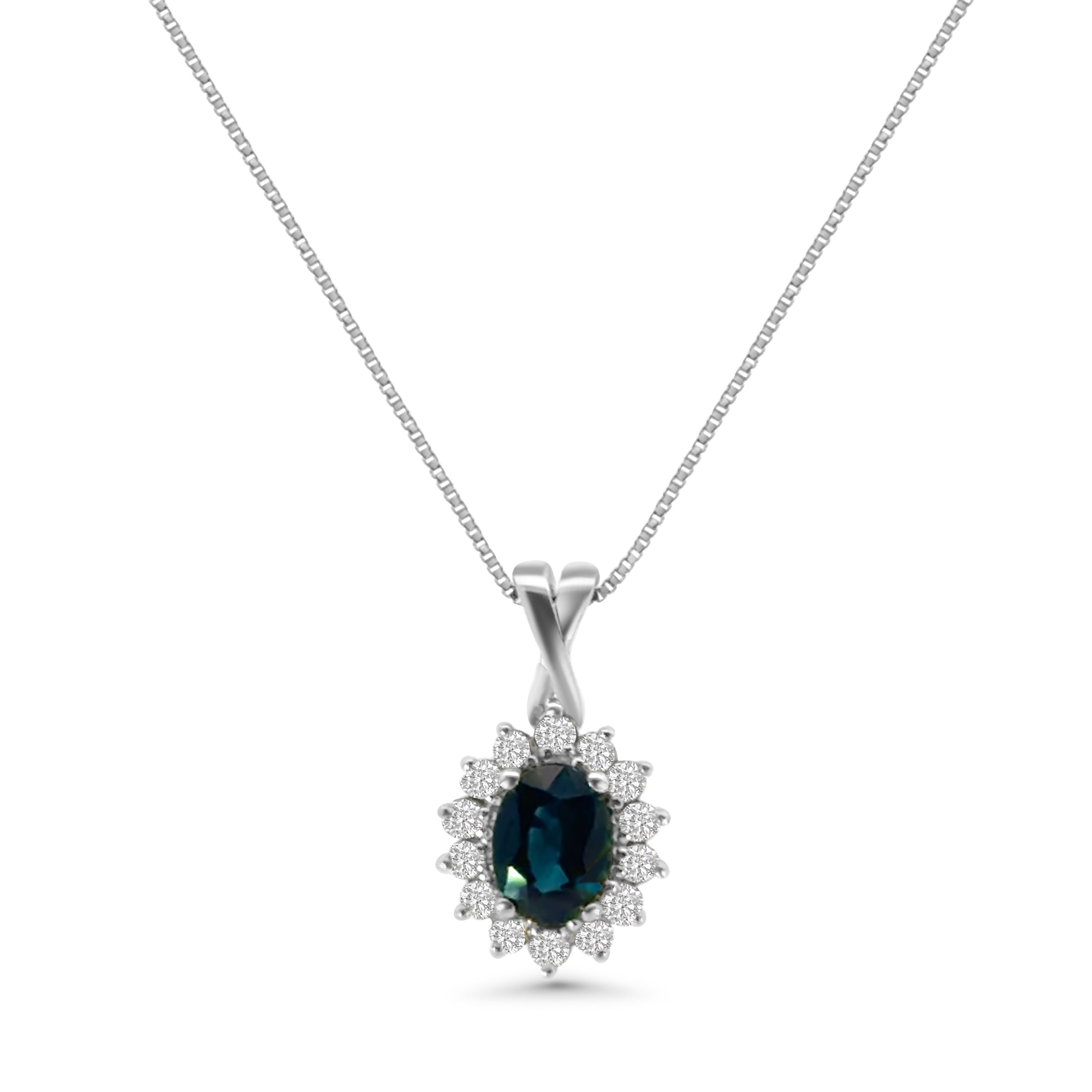 9kt Sapphire and Diamond Cluster Pendant