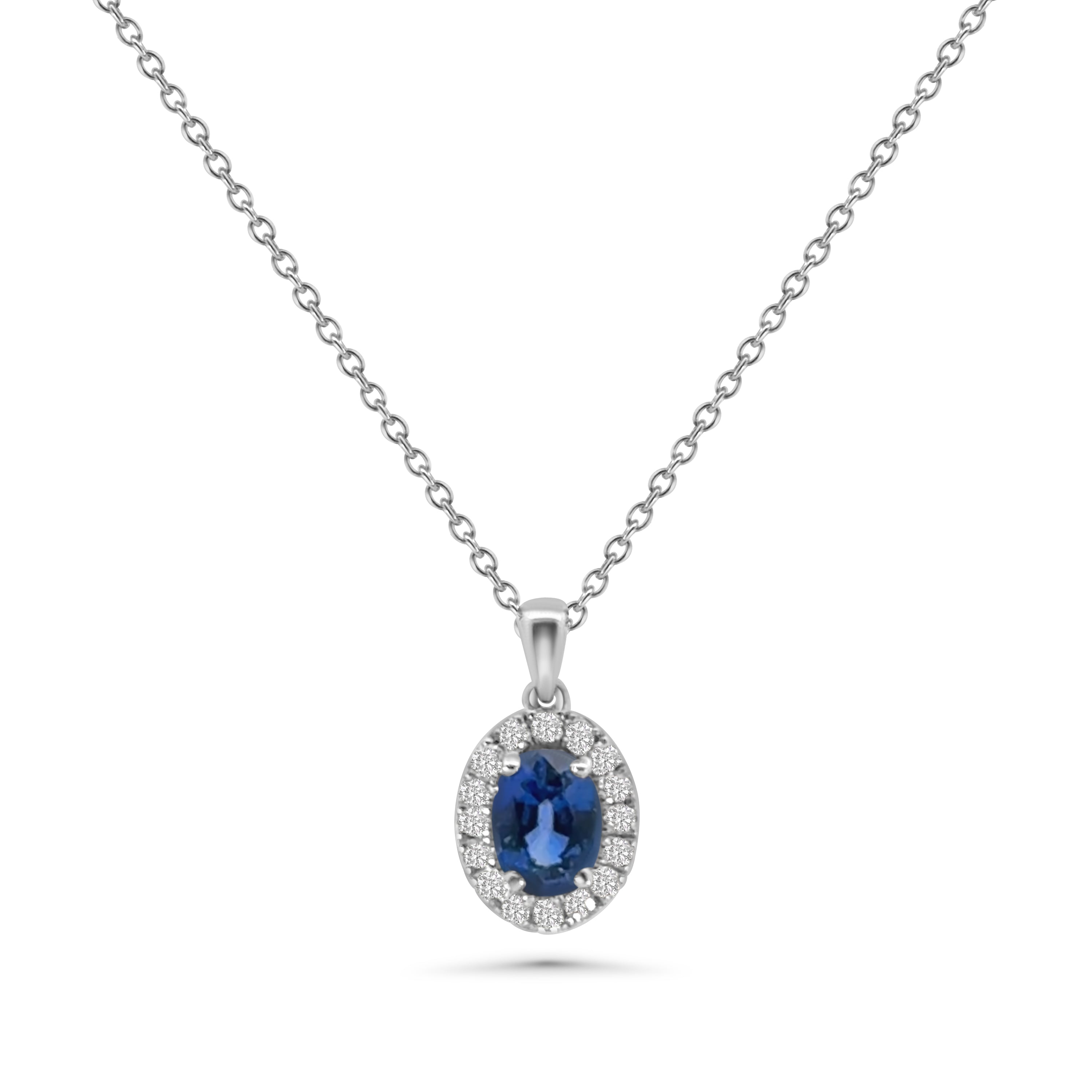 18kt Sapphire and Diamond Oval Pendant