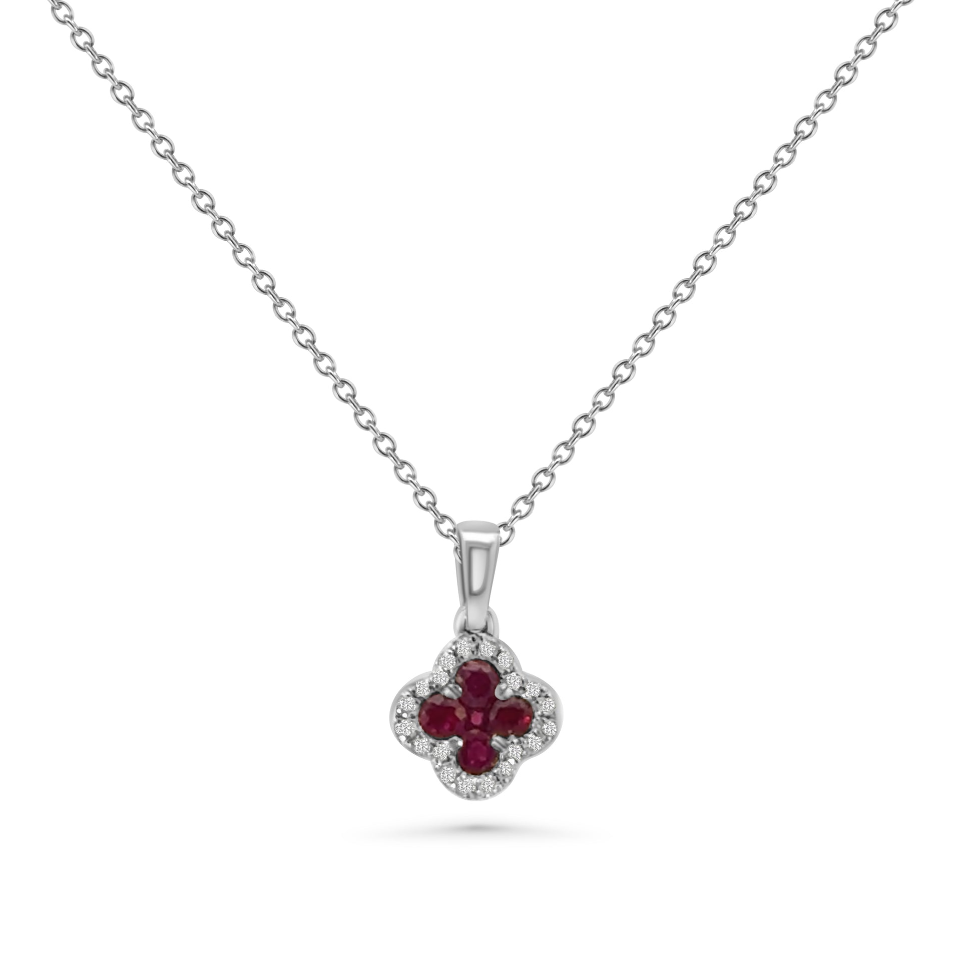 18kt Ruby and Diamond Clover Pendant